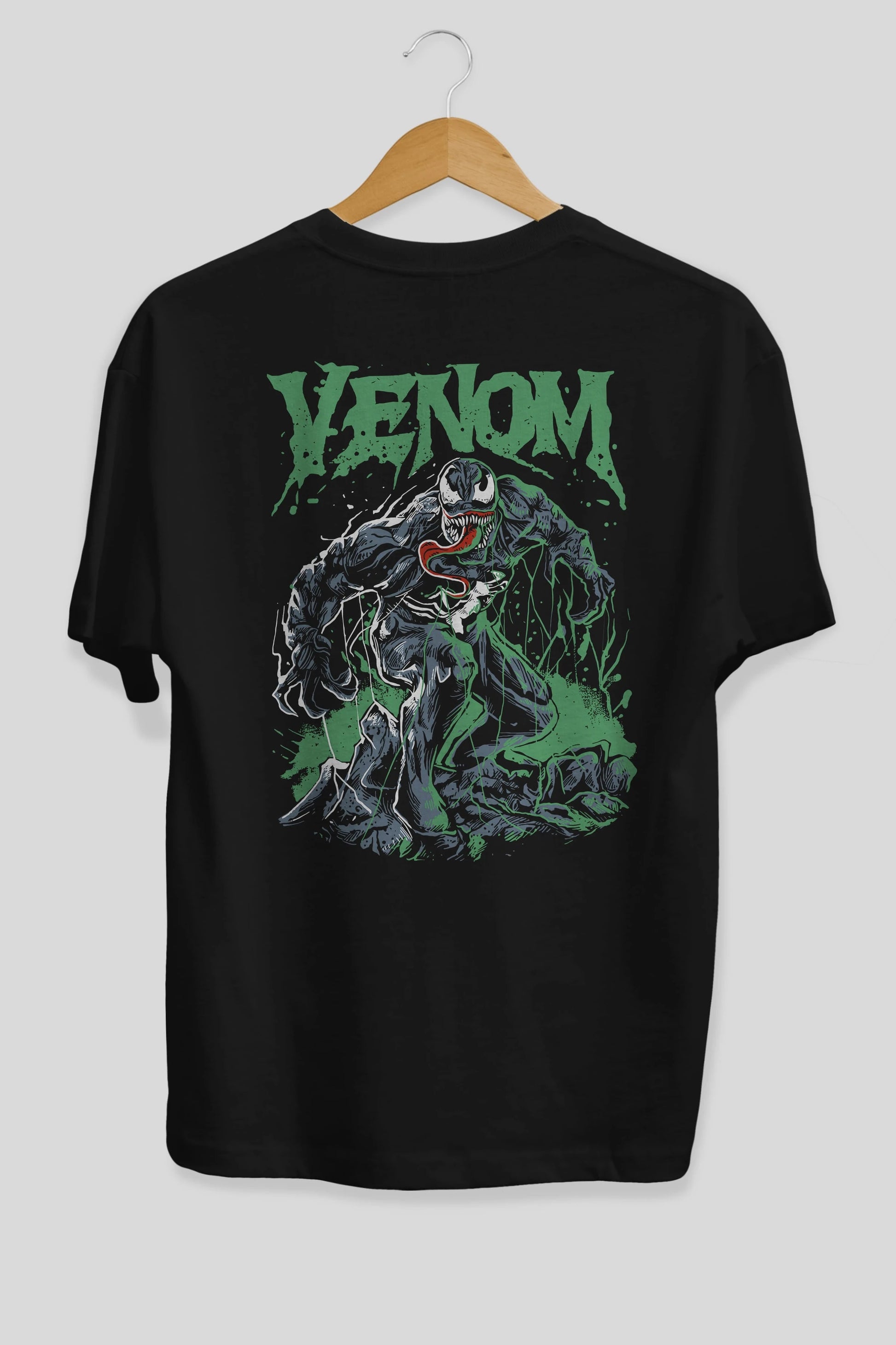 Venom (3) Arka Baskılı Oversize t-shirt Erkek Kadın Unisex %100 Pamuk Bisiklet Yaka tişort