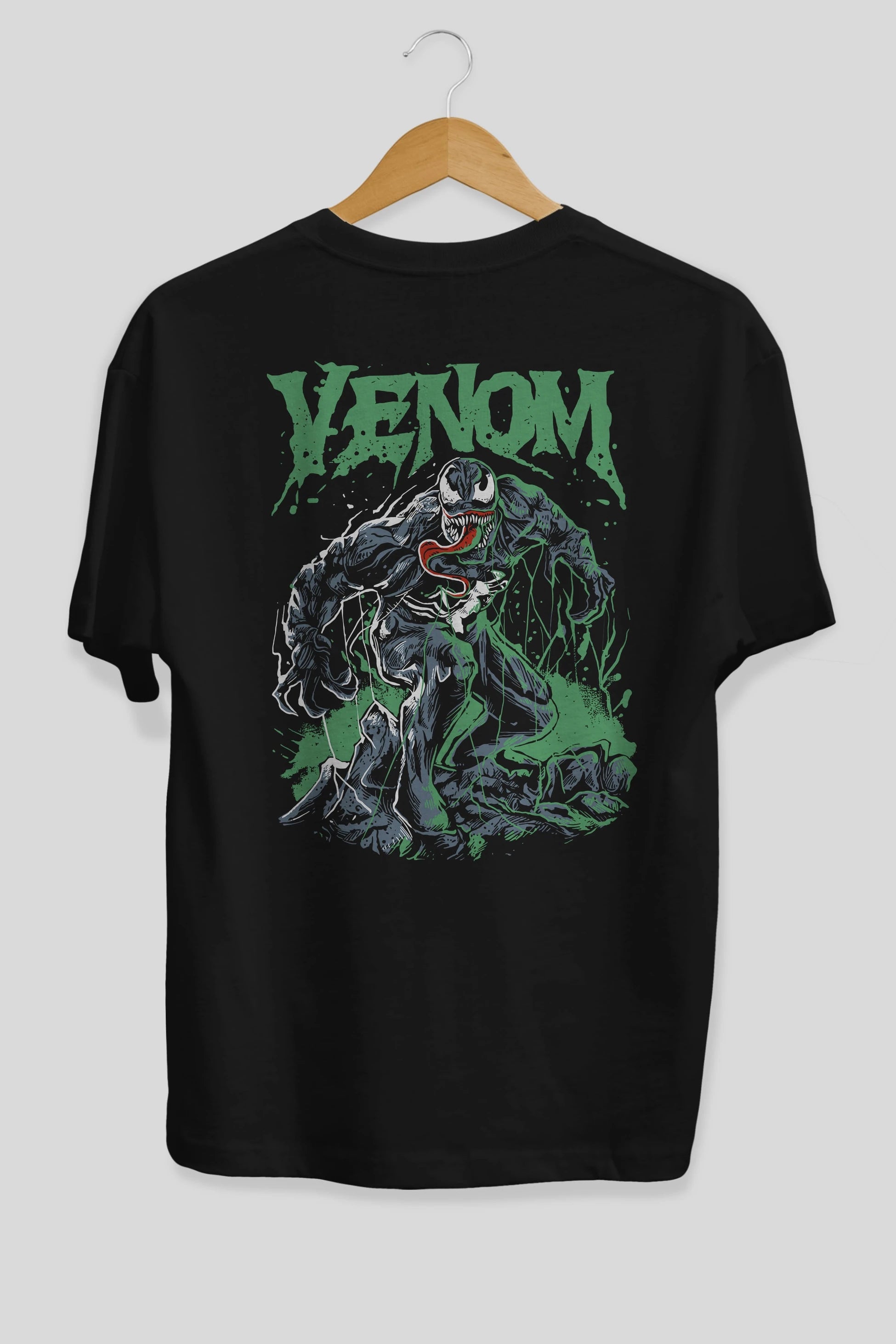 Venom (3) Arka Baskılı Oversize t-shirt Erkek Kadın Unisex %100 Pamuk Bisiklet Yaka tişort