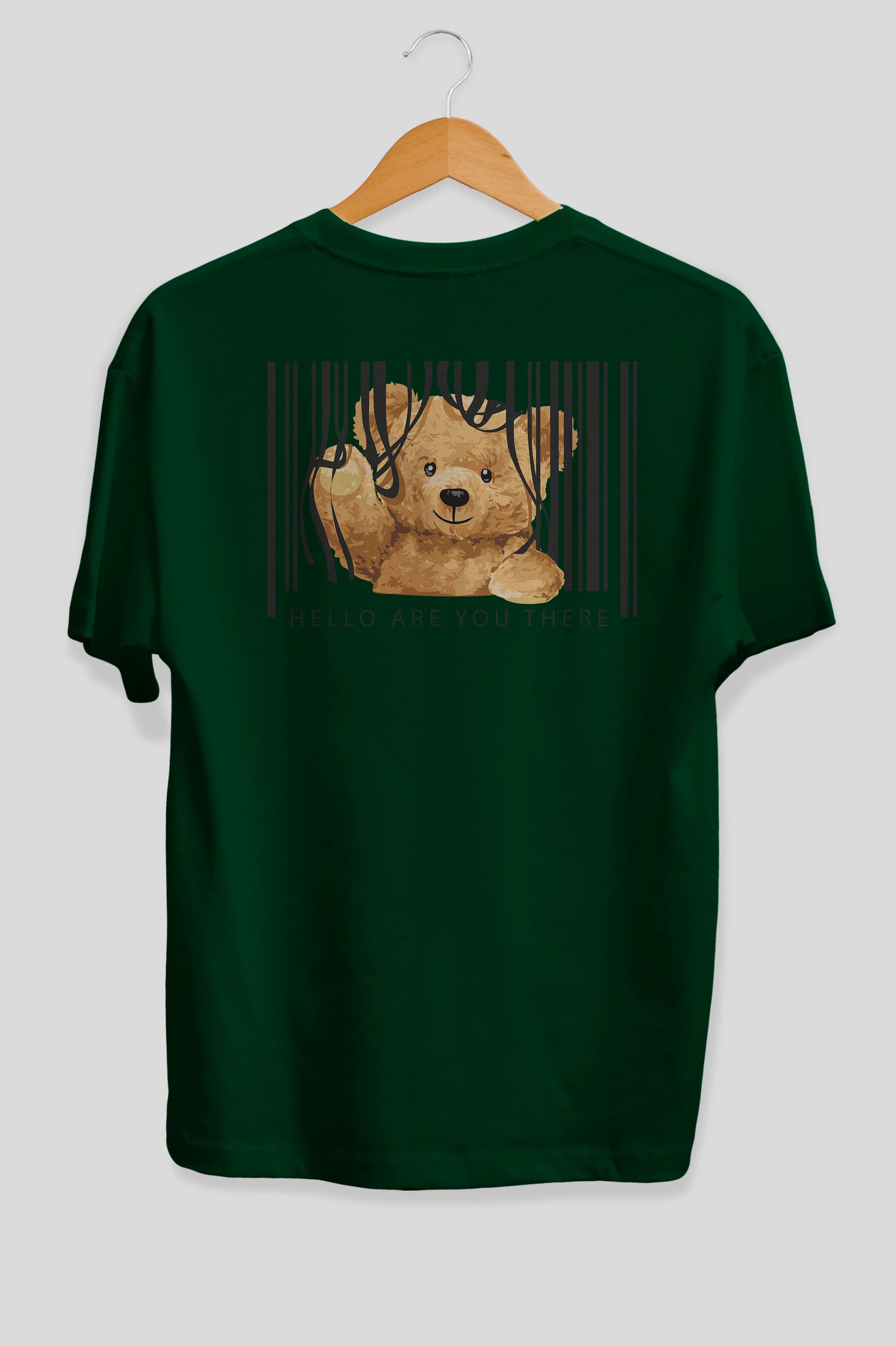 Teddy Bear Hello Arka Baskılı Oversize t-shirt Erkek Kadın Unisex %100 Pamuk