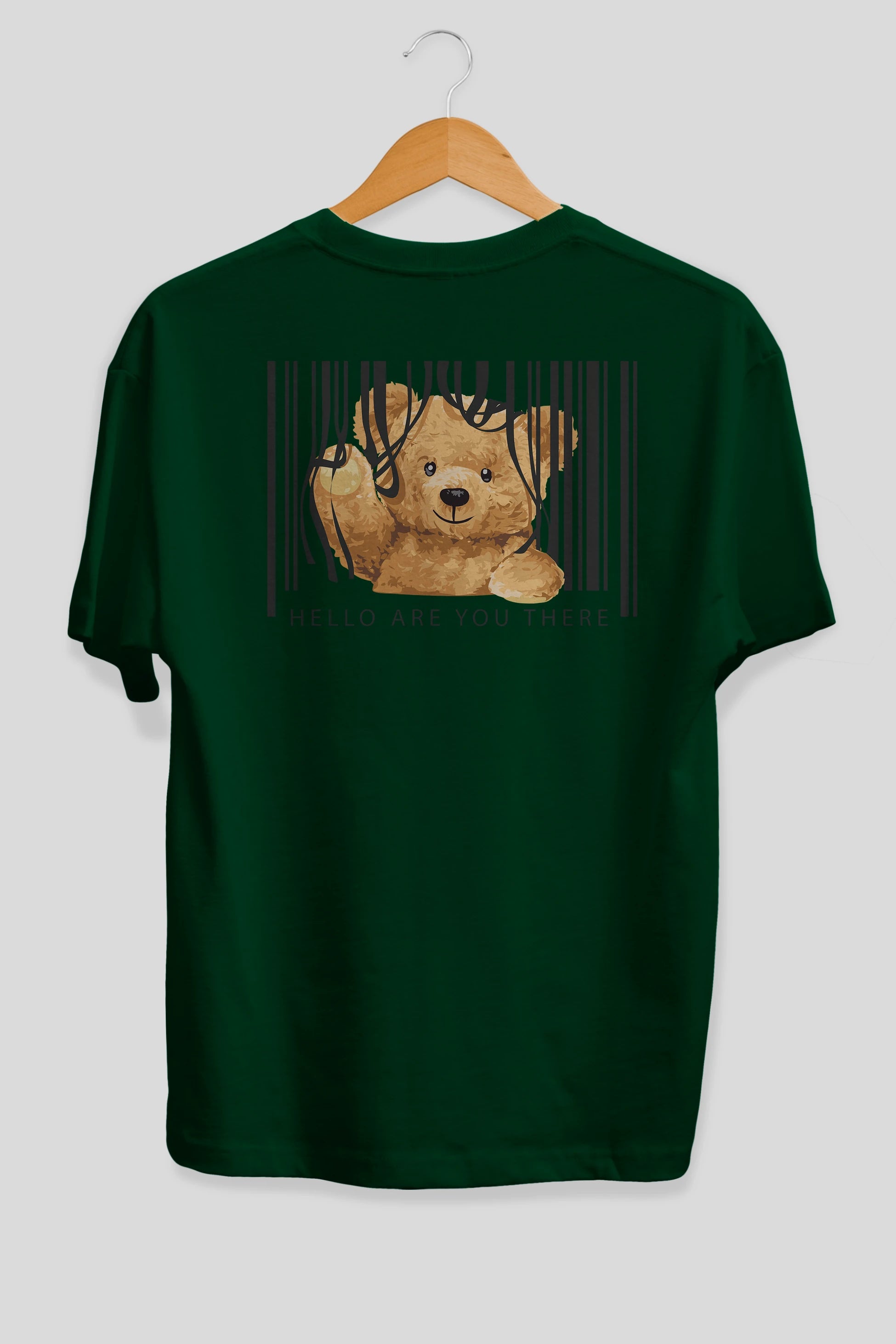 Teddy Bear Hello Arka Baskılı Oversize t-shirt Erkek Kadın Unisex %100 Pamuk