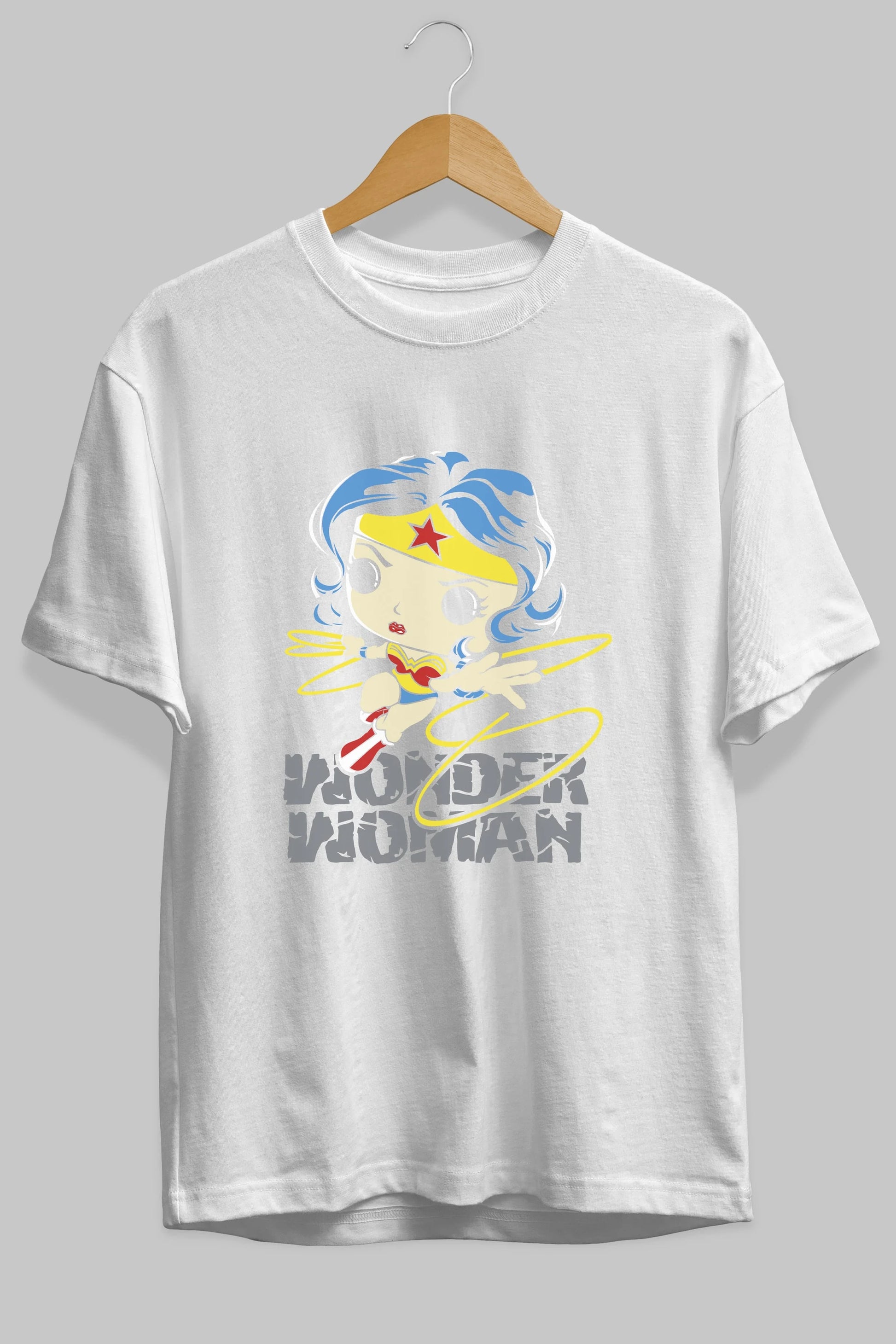 Wonder Woman Ön Baskılı Oversize t-shirt Erkek Kadın Unisex %100 Pamuk Bisiklet Yaka tişort