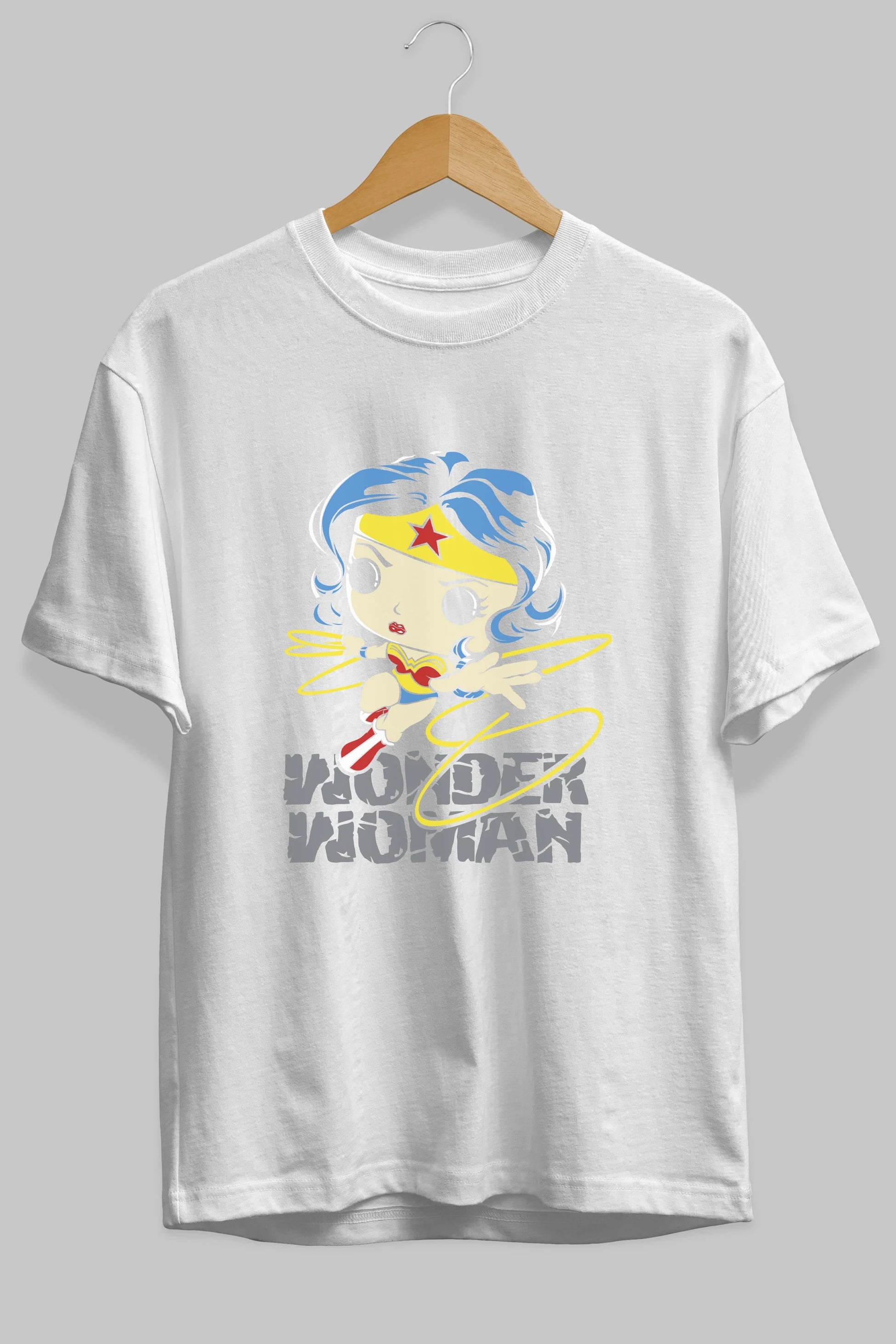 Wonder Woman Ön Baskılı Oversize t-shirt Erkek Kadın Unisex %100 Pamuk Bisiklet Yaka tişort