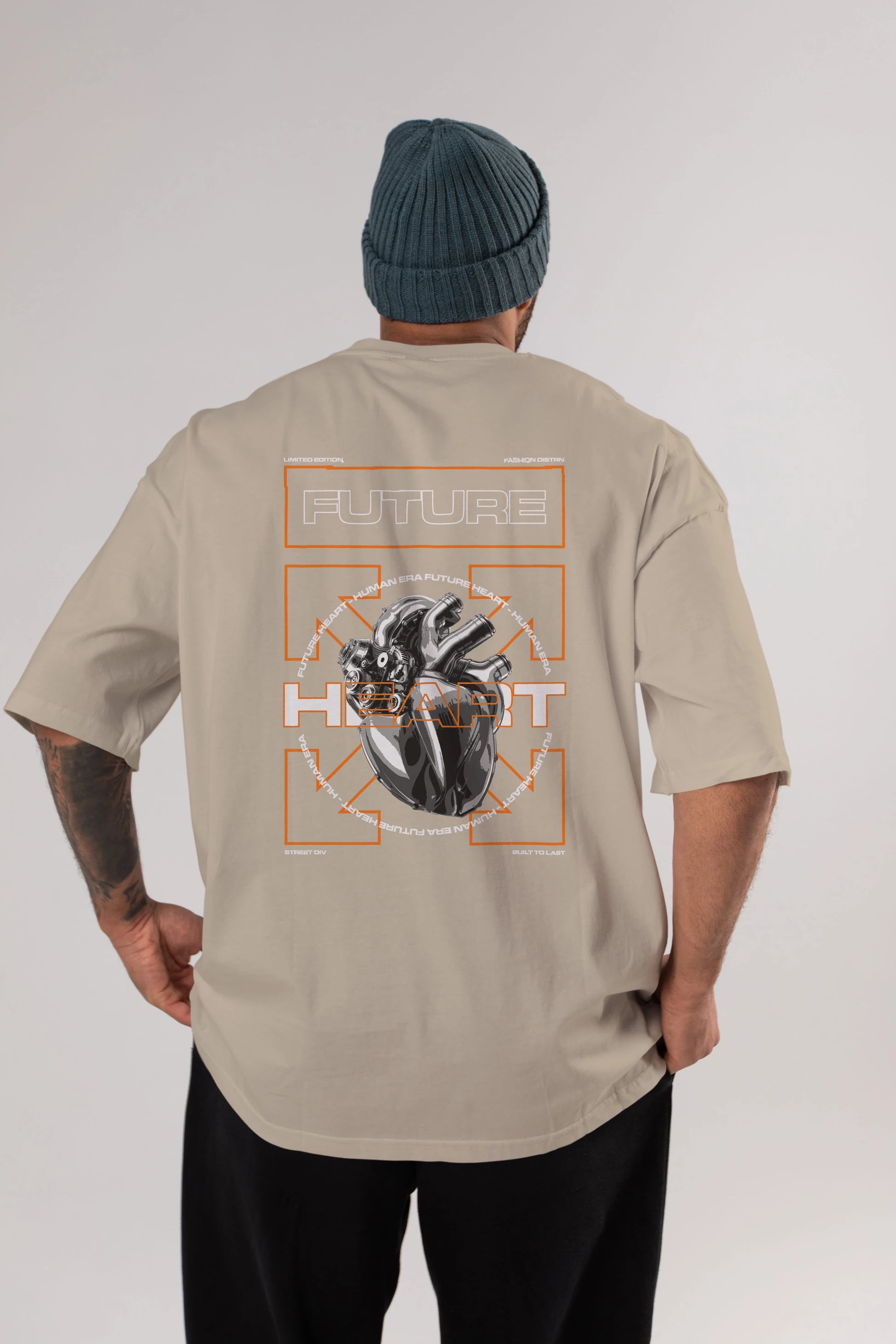Future Heart Arka Baskılı Oversize t-shirt Erkek Kadın Unisex