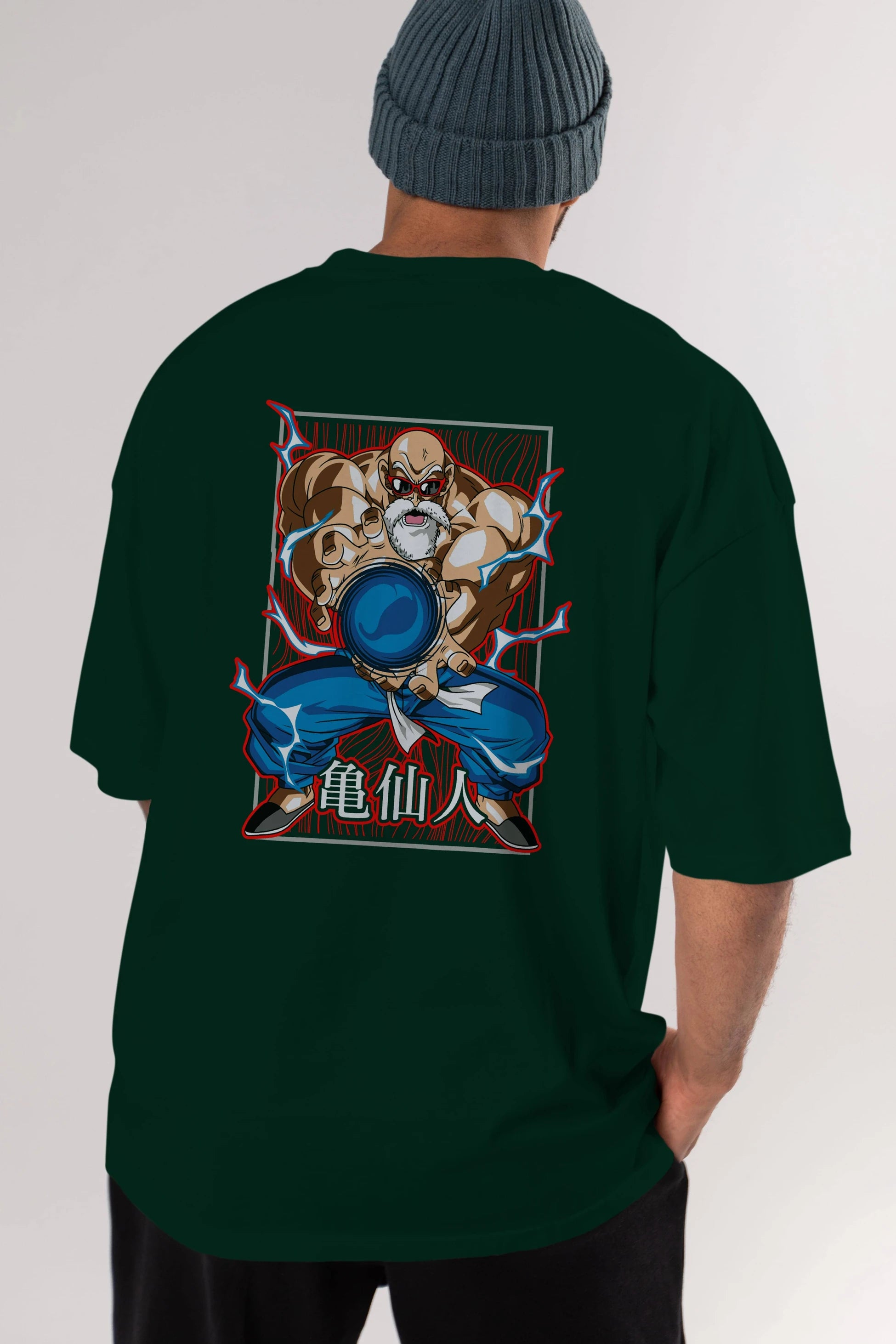 DragonBall MaestroRoshi Anime Arka Baskılı Oversize t-shirt Erkek Kadın Unisex