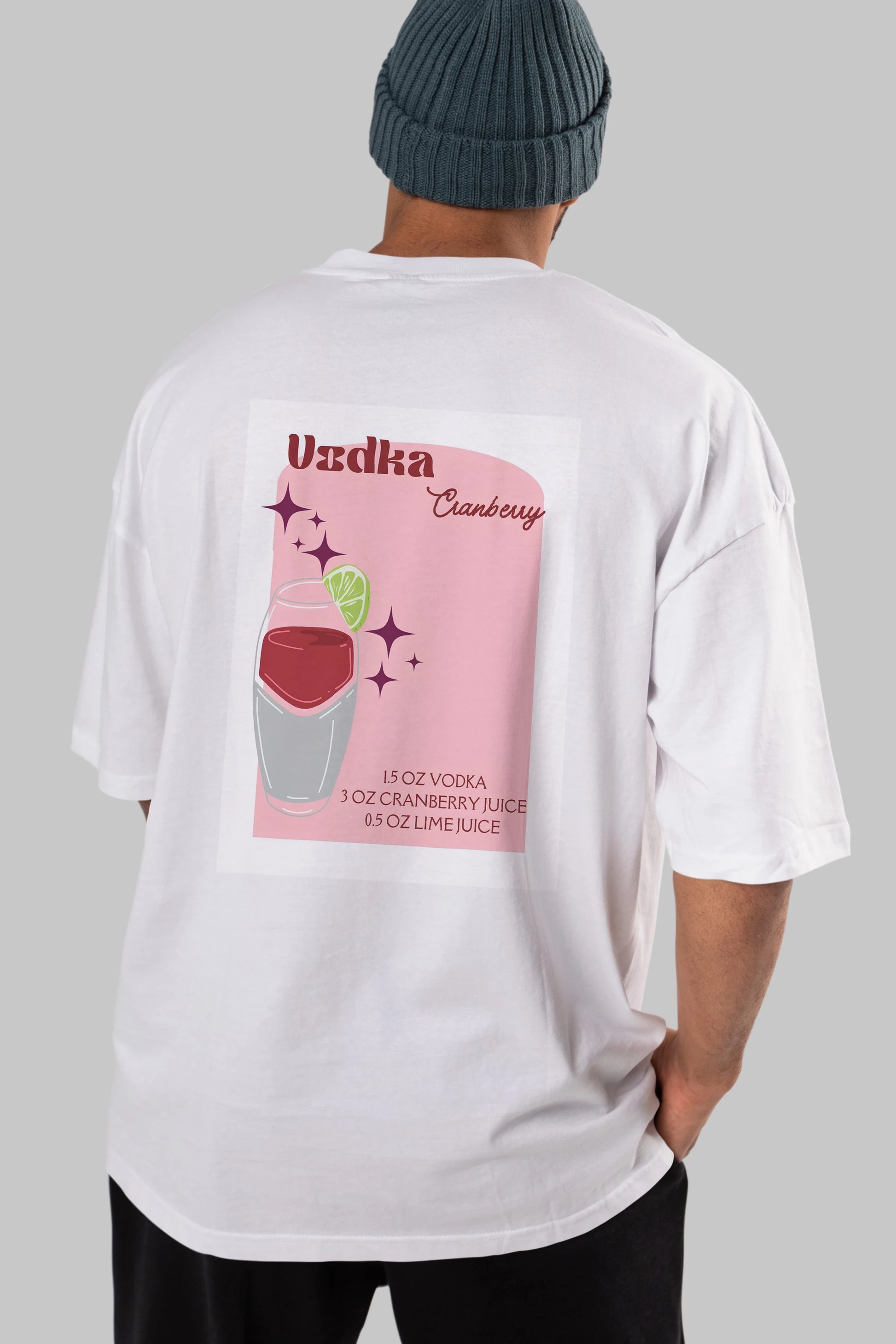 Vodka Cranberry 2 Arka Baskılı Oversize t-shirt Erkek Kadın Unisex %100 Pamuk Bisiklet Yaka tişort