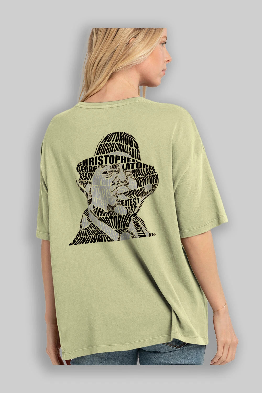Notorious Big Calligram Arka Baskılı Oversize t-shirt %100 pamuk Erkek Kadın Unisex