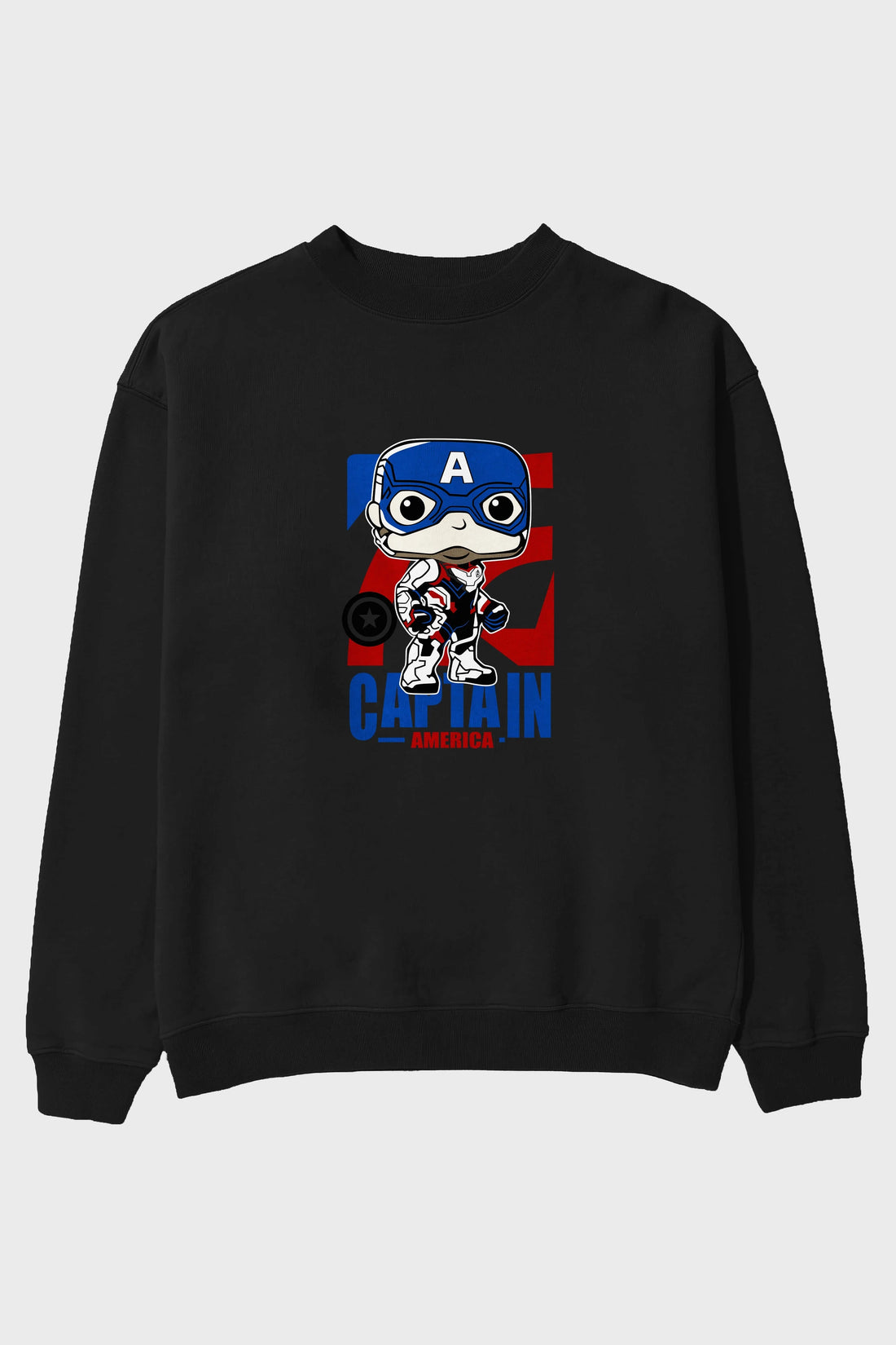 Captain America Ön Baskılı Oversize Sweatshirt Erkek Kadın Unisex