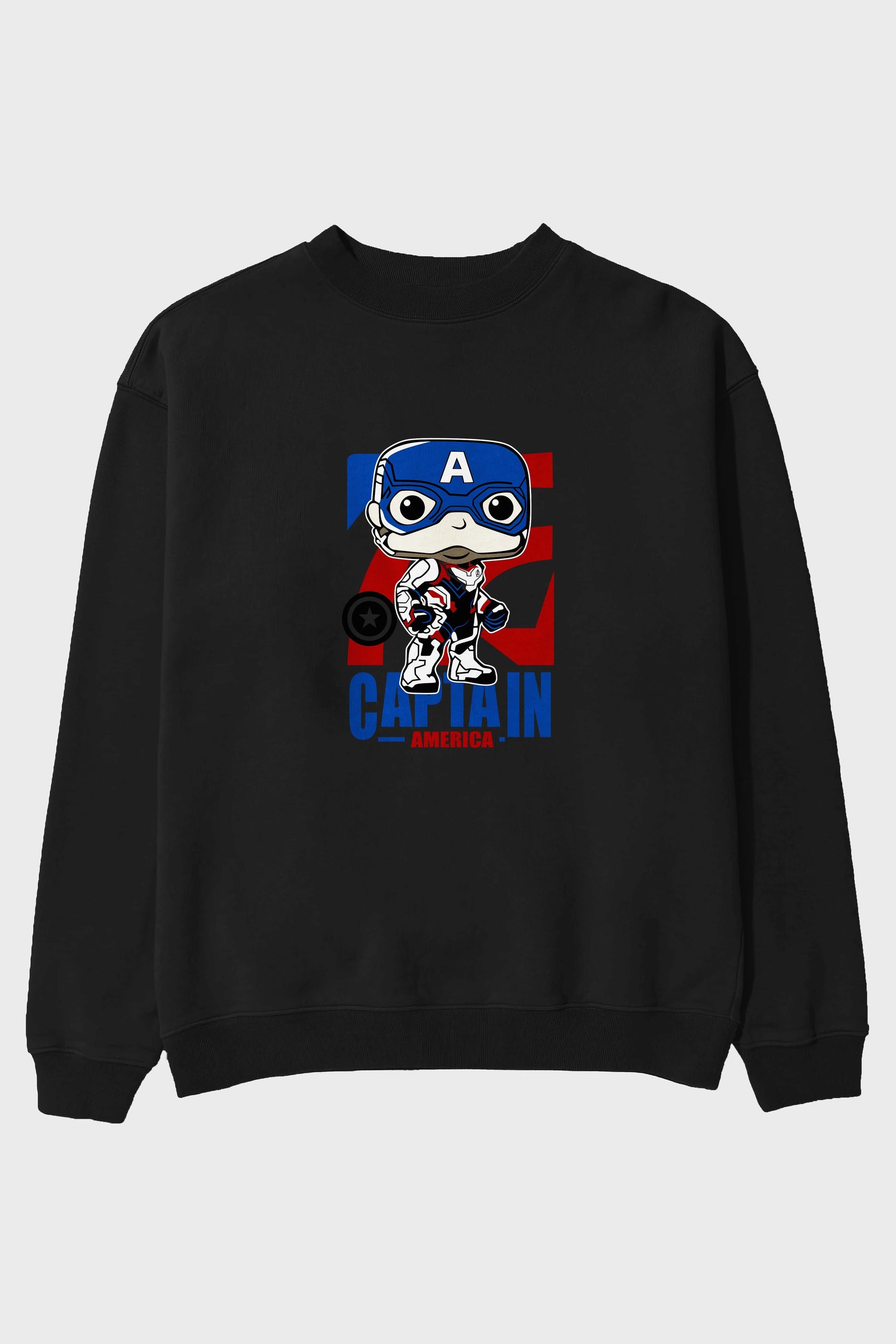 Captain America Ön Baskılı Oversize Sweatshirt Erkek Kadın Unisex
