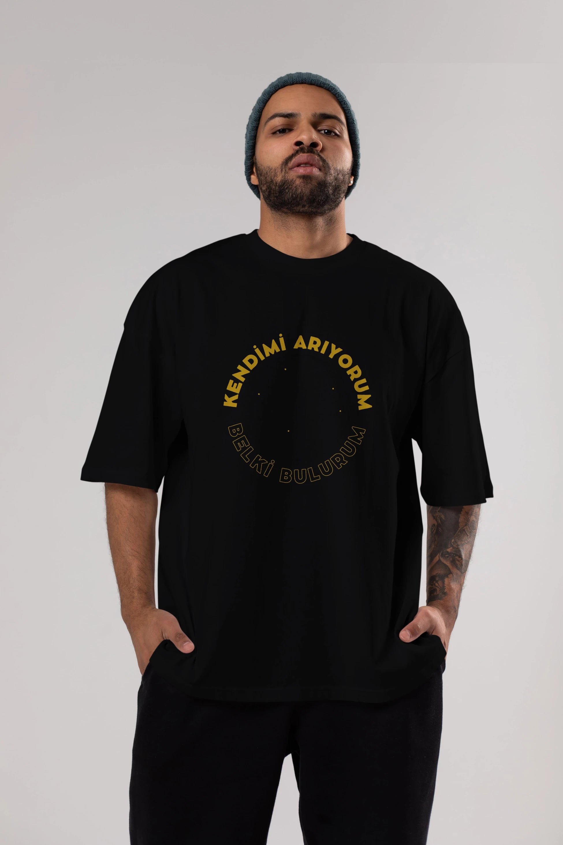 Kendimi Arıyorum Yazılı Ön Baskılı Oversize t-shirt Erkek Kadın Unisex