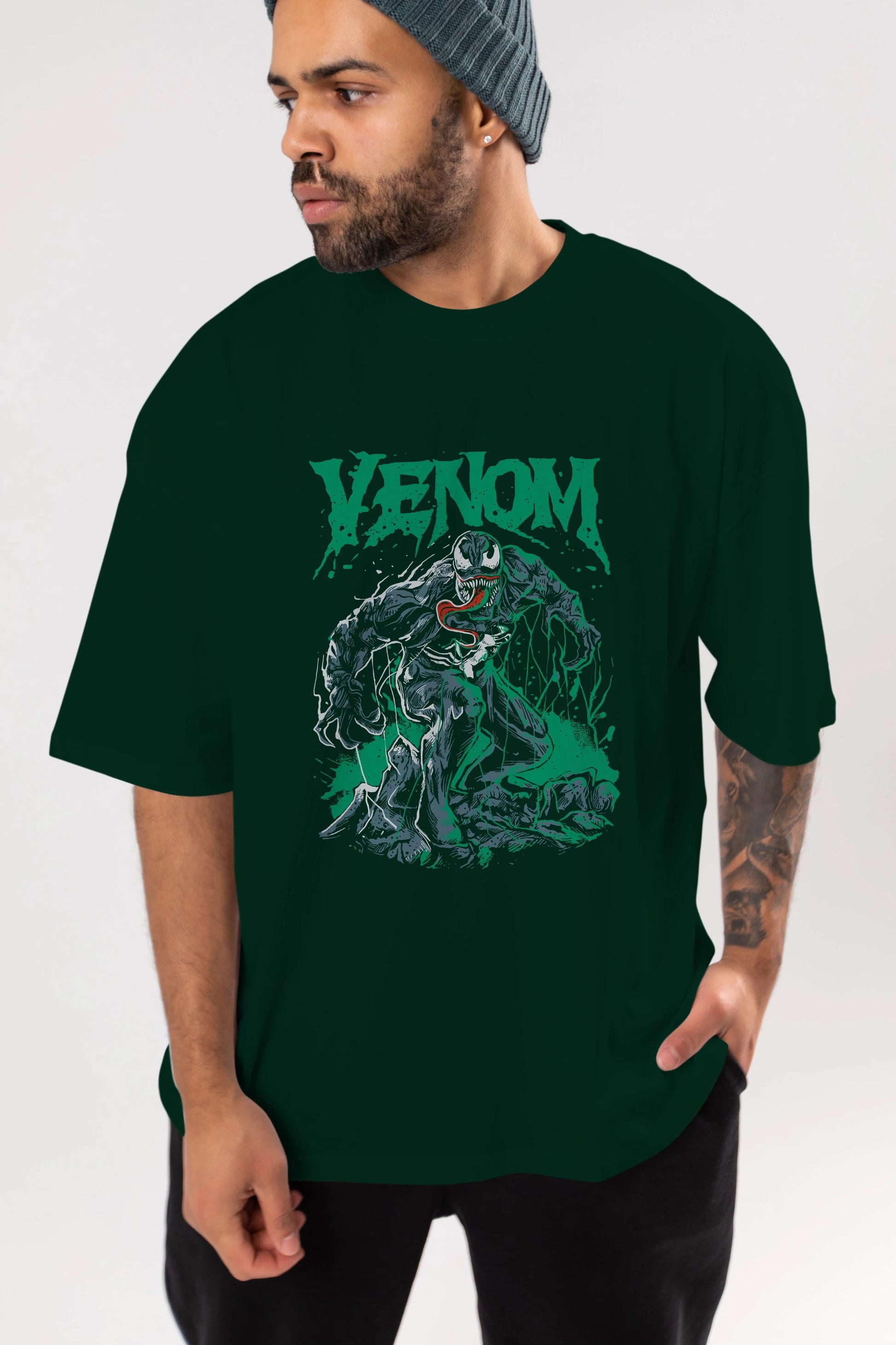 Venom (3) Ön Baskılı Oversize t-shirt Erkek Kadın Unisex %100 Pamuk Bisiklet Yaka tişort