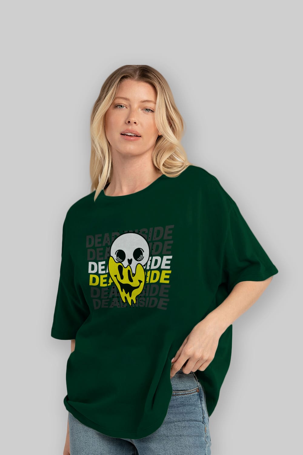 Dead Inside Yazılı Ön Baskılı Oversize t-shirt Erkek Kadın Unisex