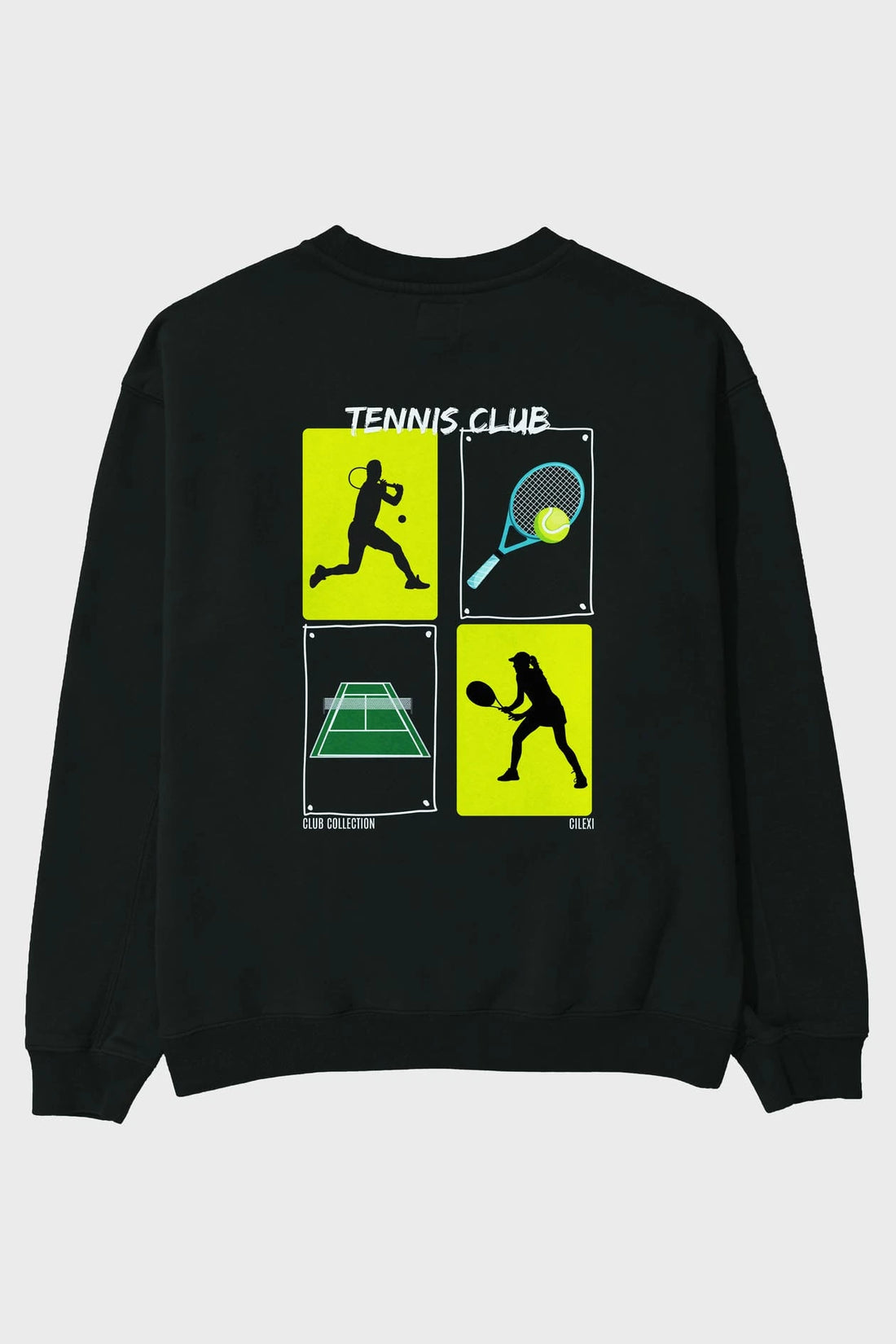 Tennis Club Arka Baskılı Oversize Sweatshirt Erkek Kadın Unisex