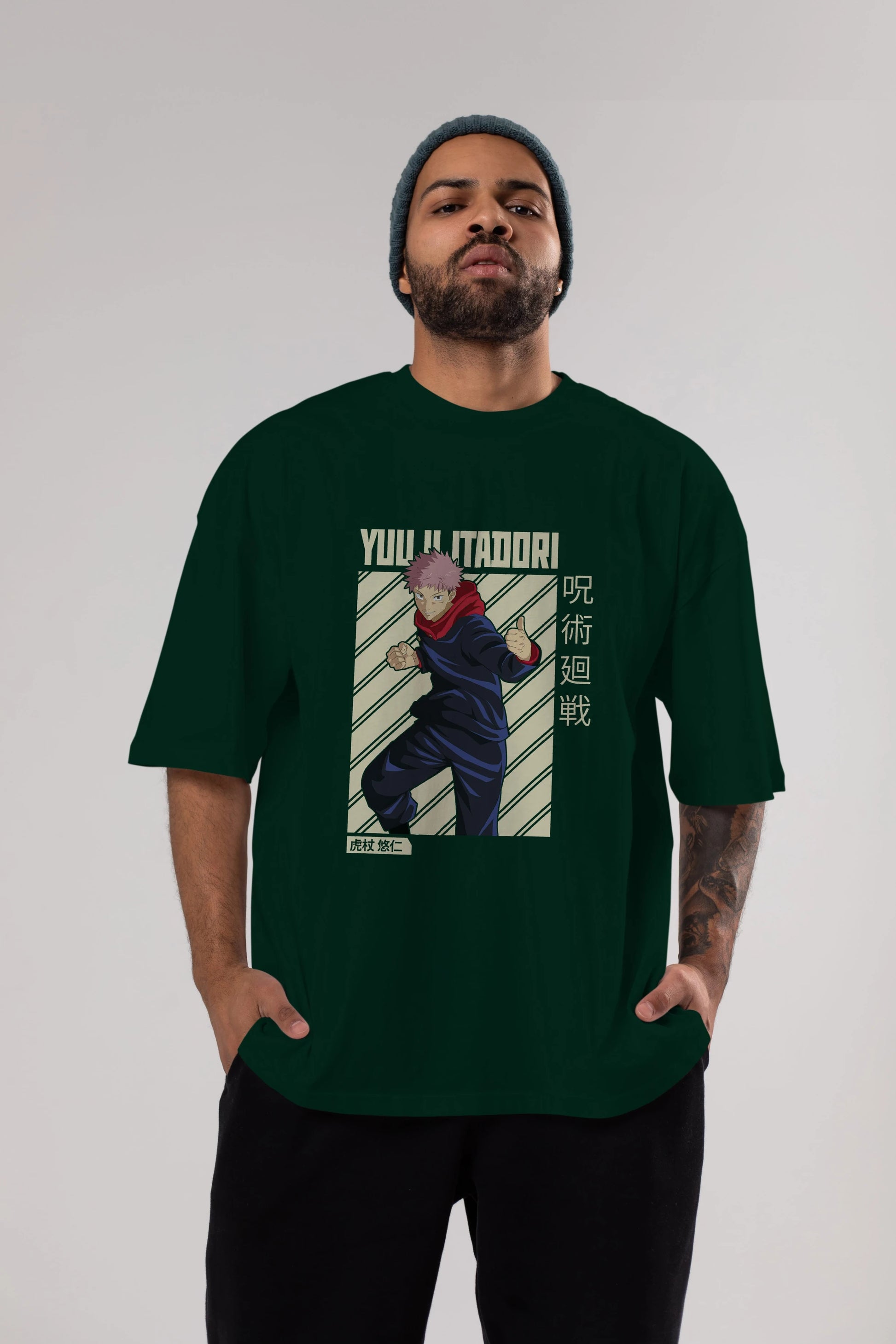 Yuuji Itadori 1 Anime Ön Baskılı Oversize t-shirt %100 pamuk Erkek Kadın Unisex