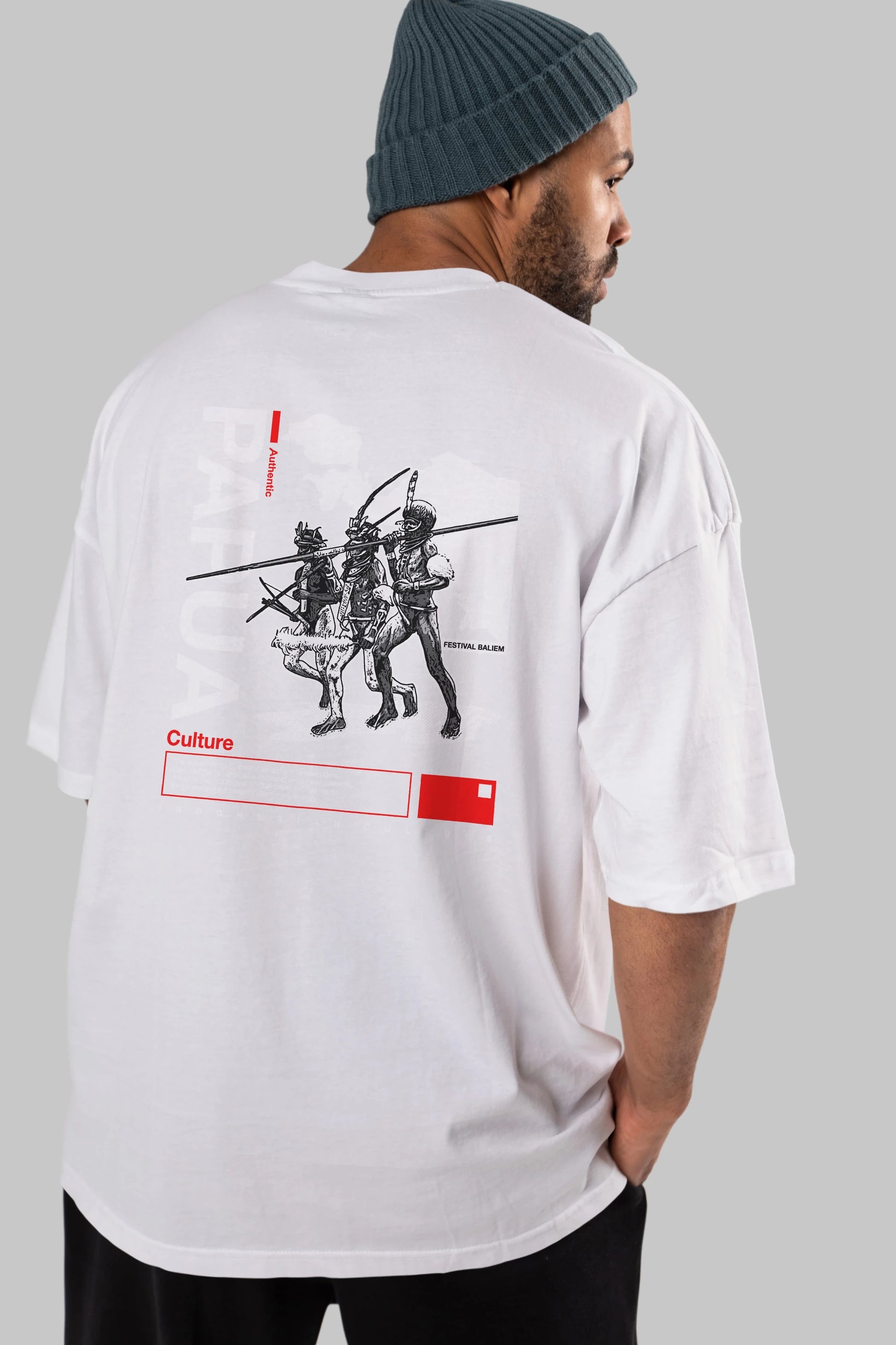 Papua Culture Arka Baskılı Oversize t-shirt Erkek Kadın Unisex