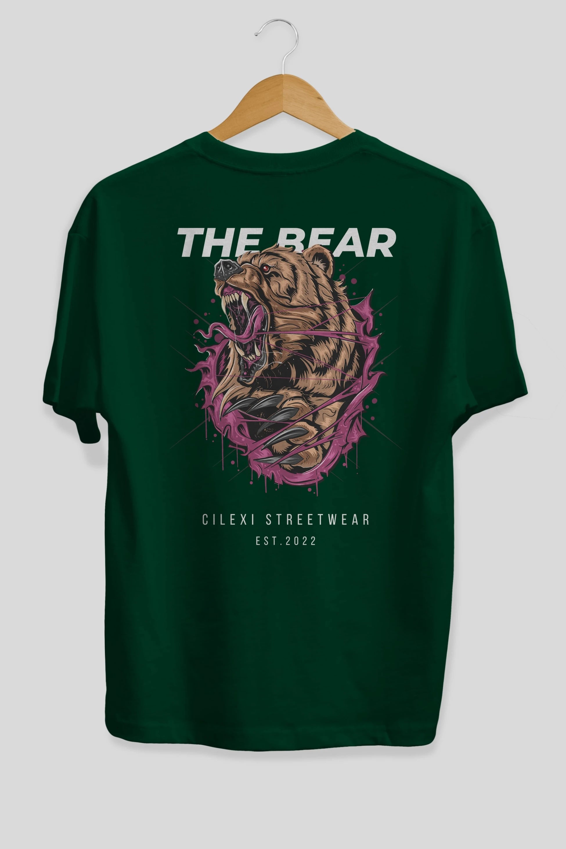 The Bear Arka Baskılı Oversize t-shirt Erkek Kadın Unisex %100 Pamuk