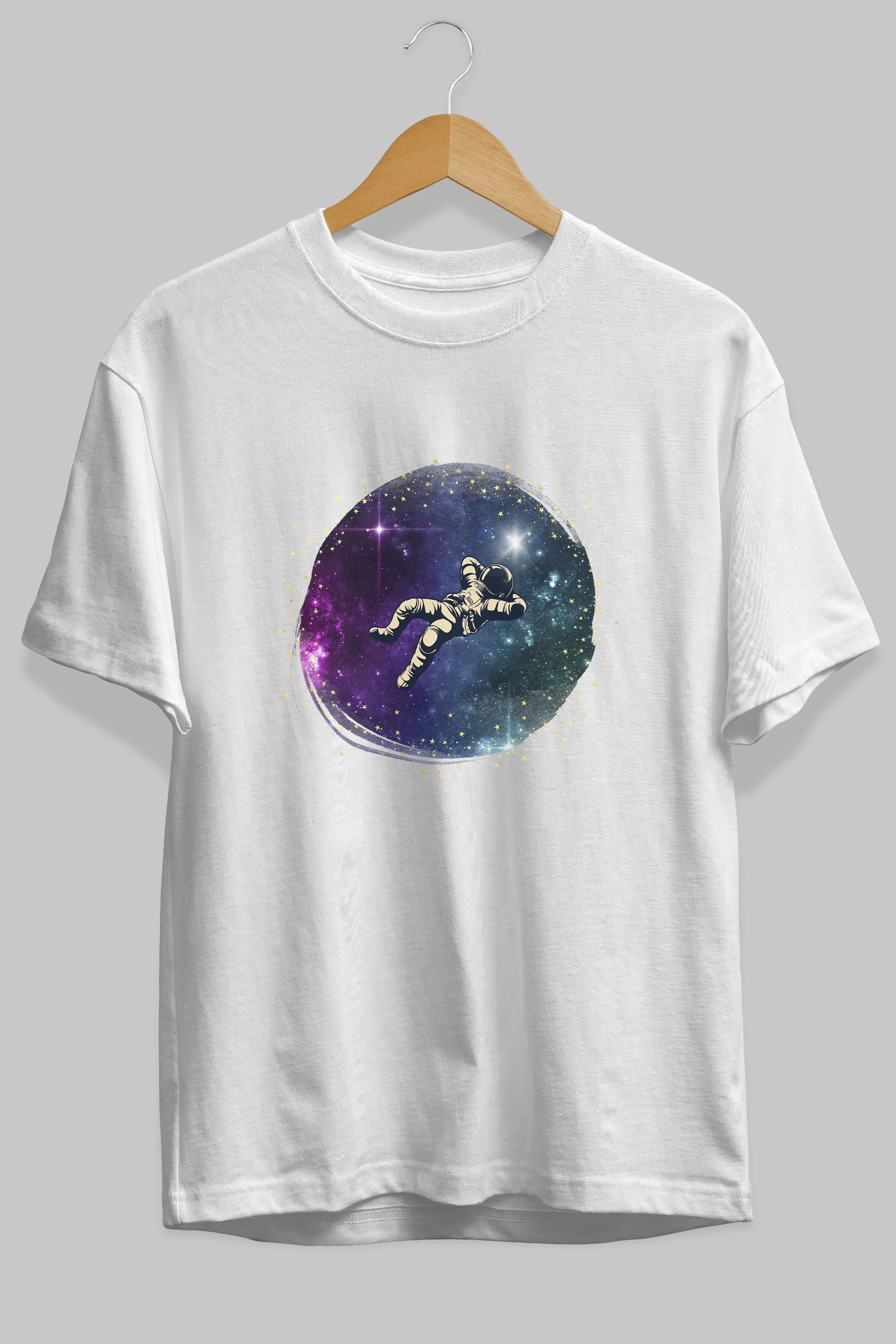 Astronaut in the Galaxy Ön Baskılı Oversize t-shirt Erkek Kadın Unisex