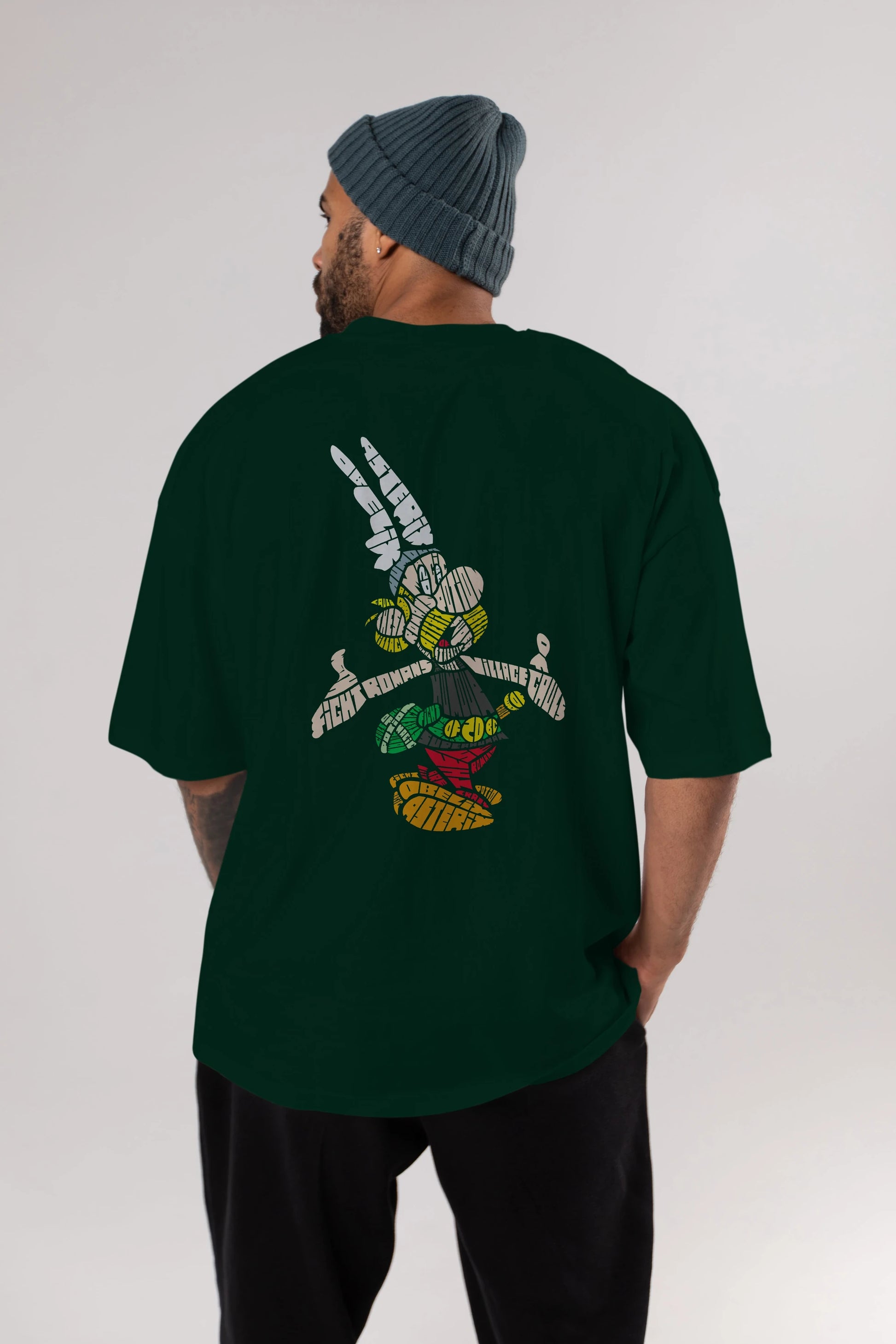 Asterix Arka Baskılı Oversize t-shirt %100 pamuk Erkek Kadın Unisex