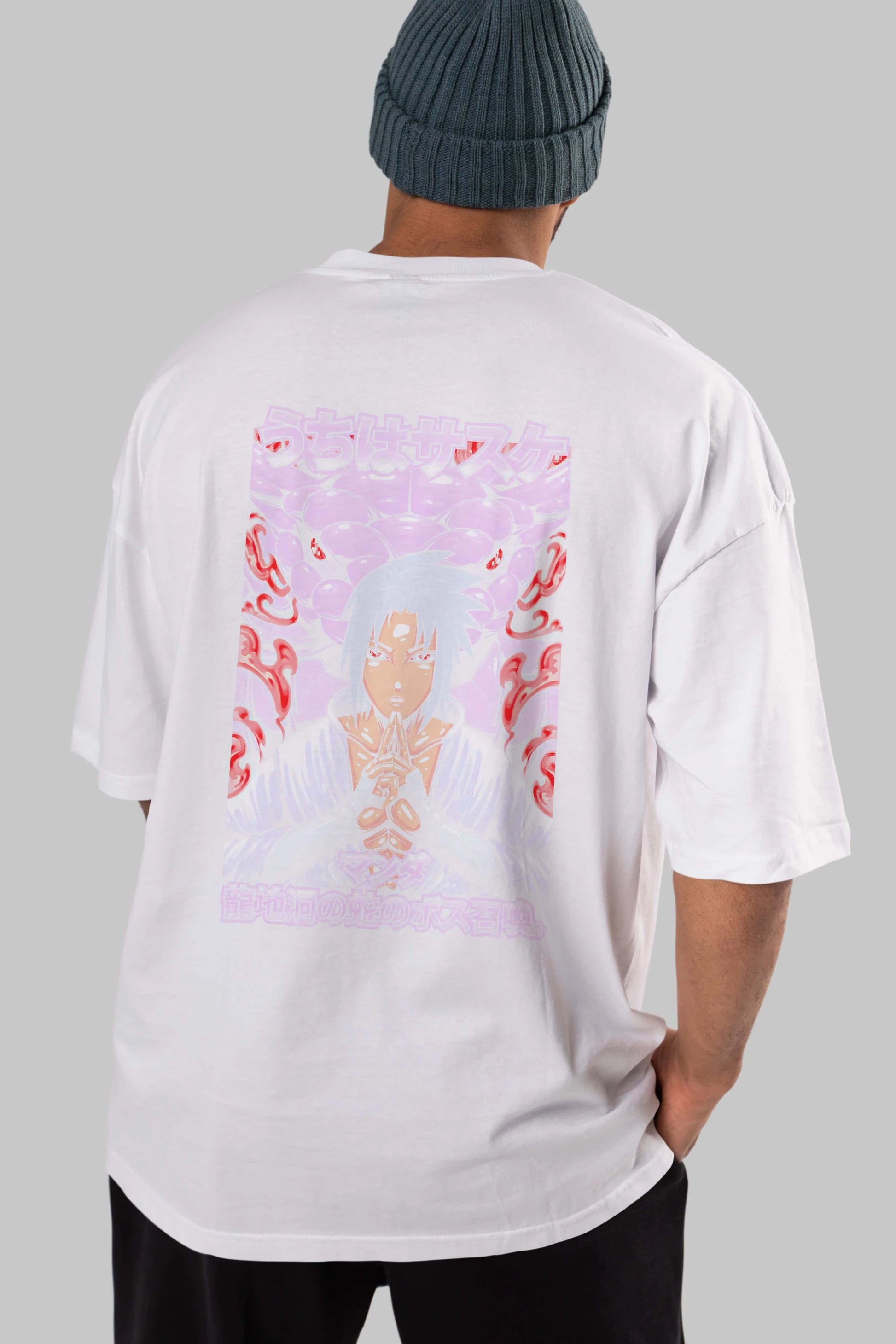 NARUTO SASUKE UCHIHA Anime Arka Baskılı Oversize t-shirt Erkek Kadın Unisex