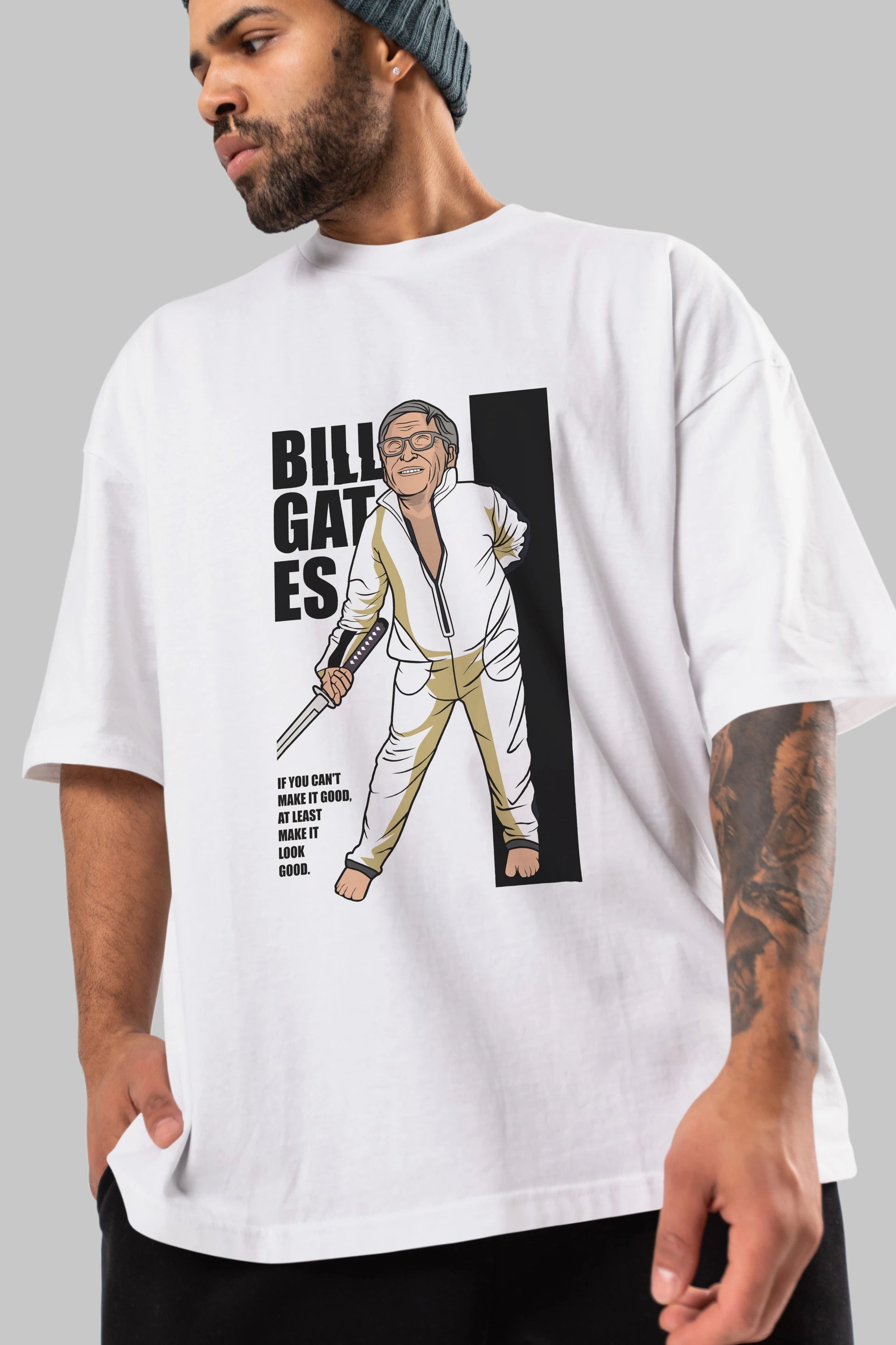 Bill Gates Ön Baskılı Oversize t-shirt Erkek Kadın Unisex %100 Pamuk tişort