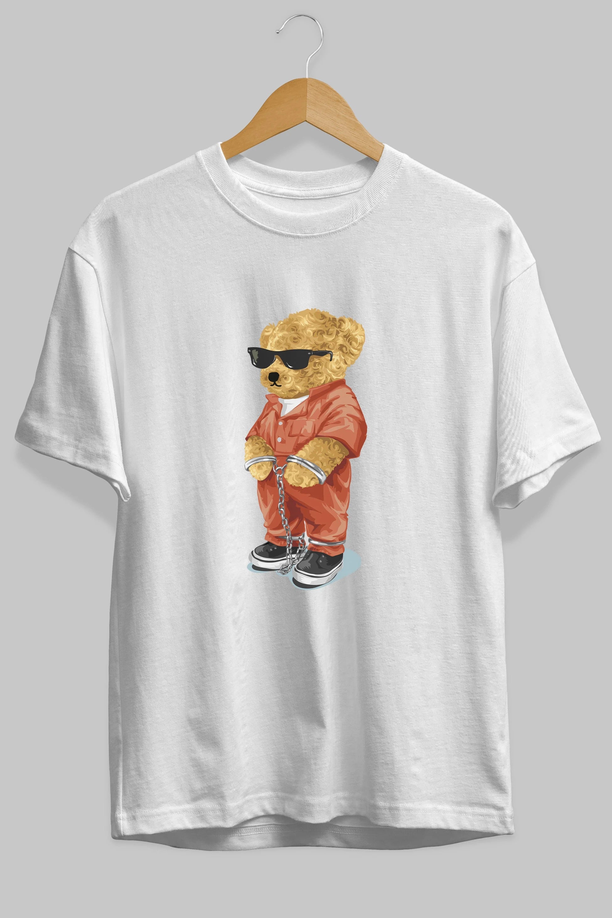 Teddy Bear Kodes Ön Baskılı Oversize t-shirt Erkek Kadın Unisex %100 Pamuk