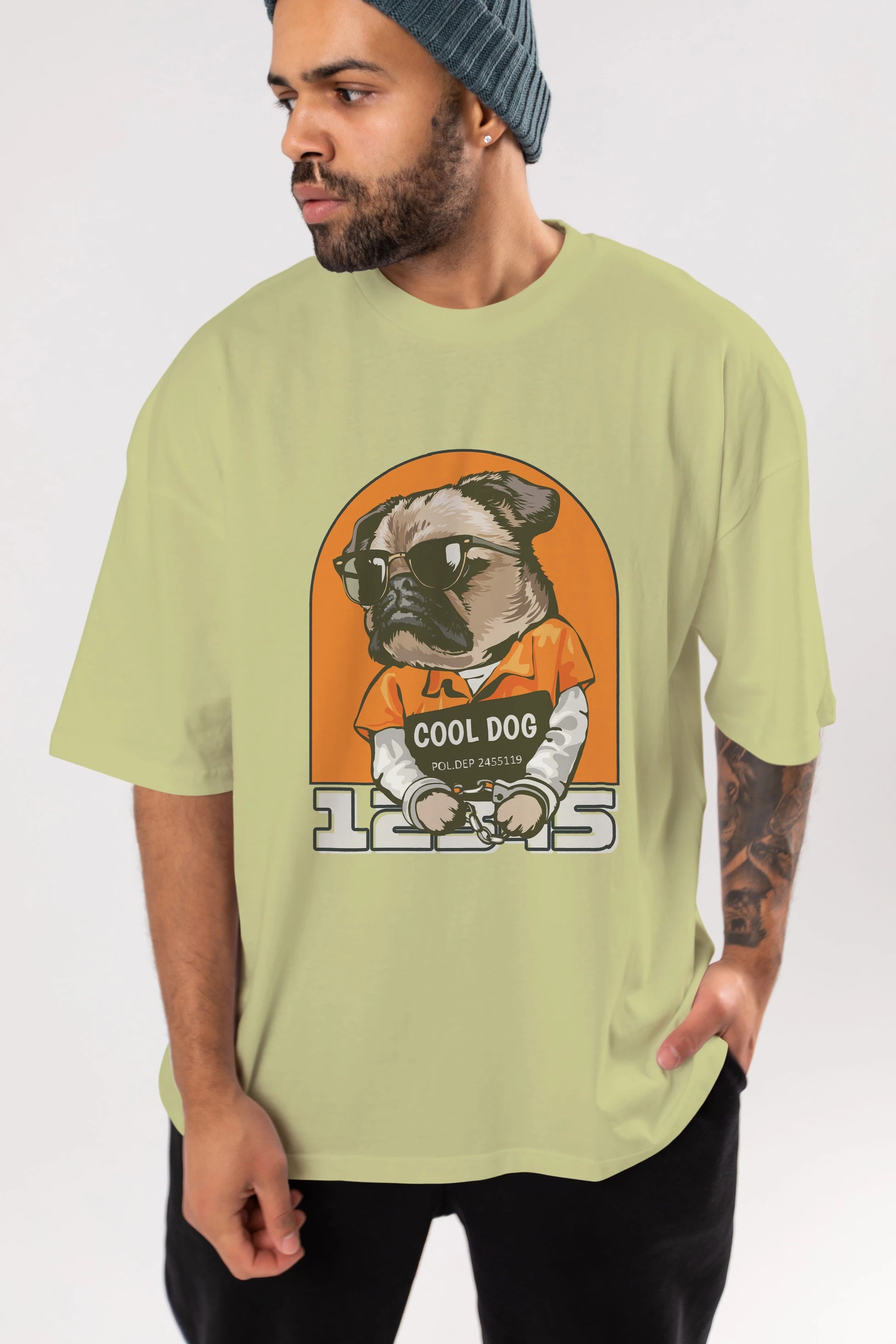 Cool Dog Ön Baskılı Oversize t-shirt Erkek Kadın Unisex