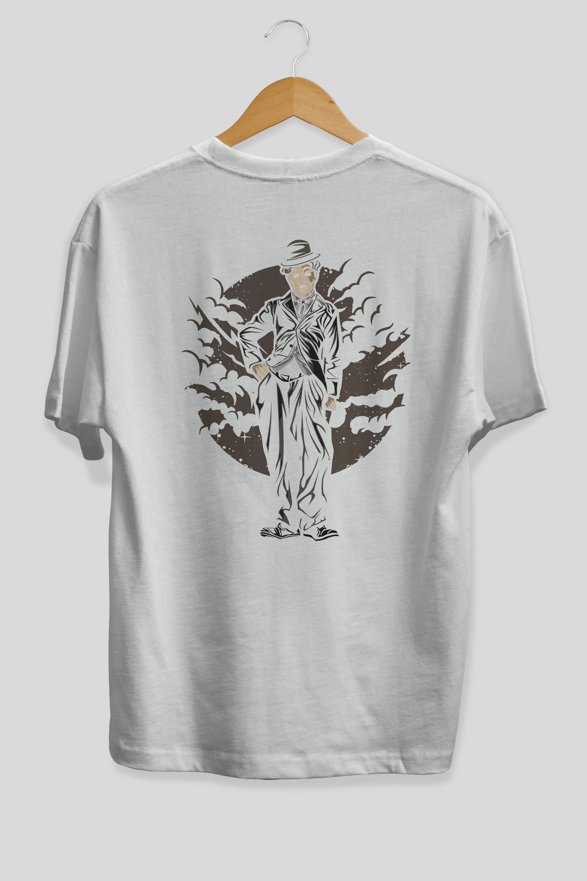 CHAPLIN Arka Baskılı Oversize t-shirt Erkek Kadın Unisex %100 Pamuk