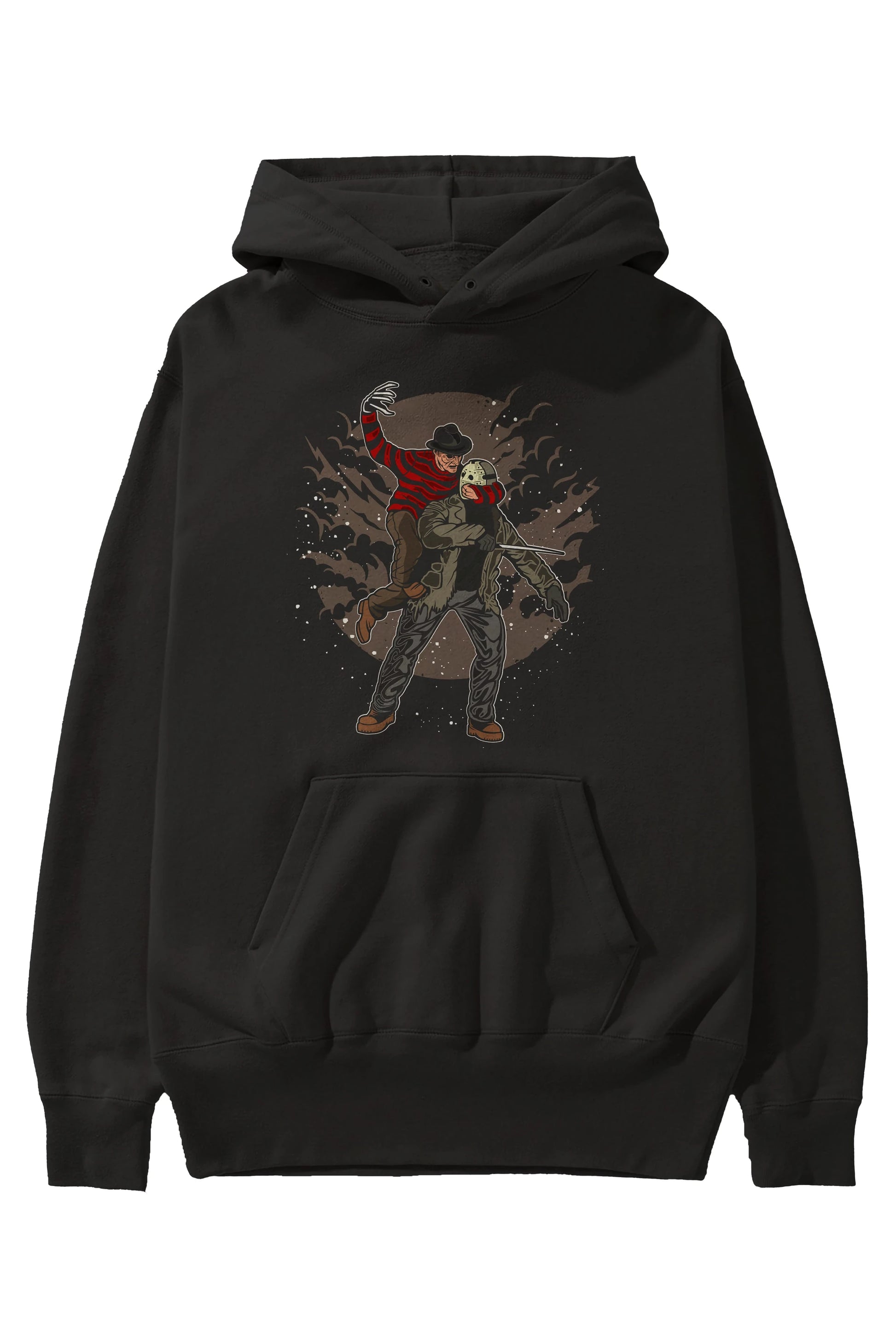 FREDDY VS JASON Ön Baskılı Hoodie Oversize Kapüşonlu Sweatshirt Erkek Kadın Unisex