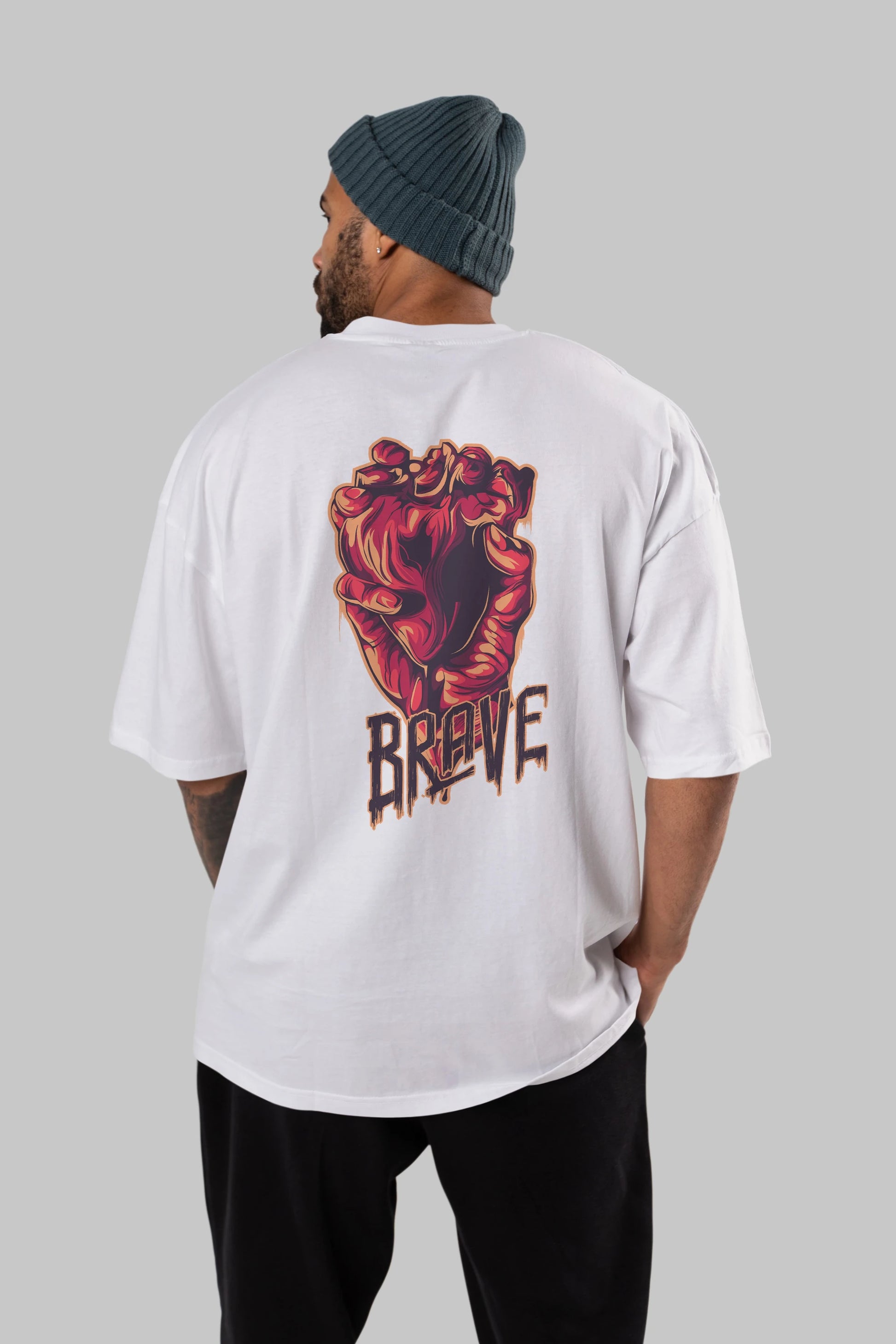 Brave Streetwear Arka Baskılı Oversize t-shirt Erkek Kadın Unisex