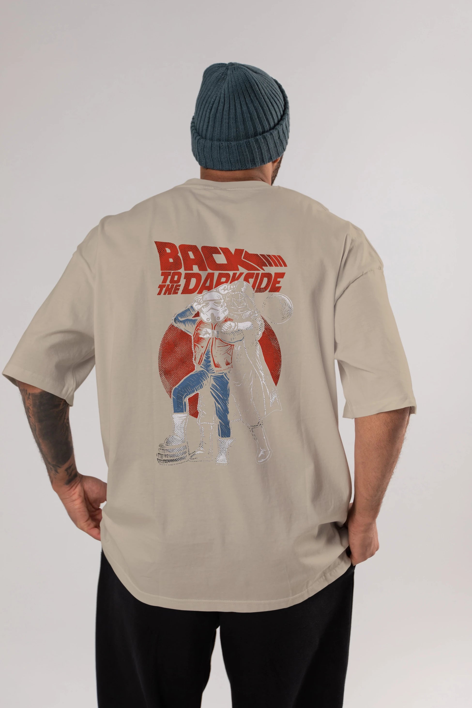 Back To The Darkside Arka Baskılı Oversize t-shirt Erkek Kadın Unisex %100 Pamuk