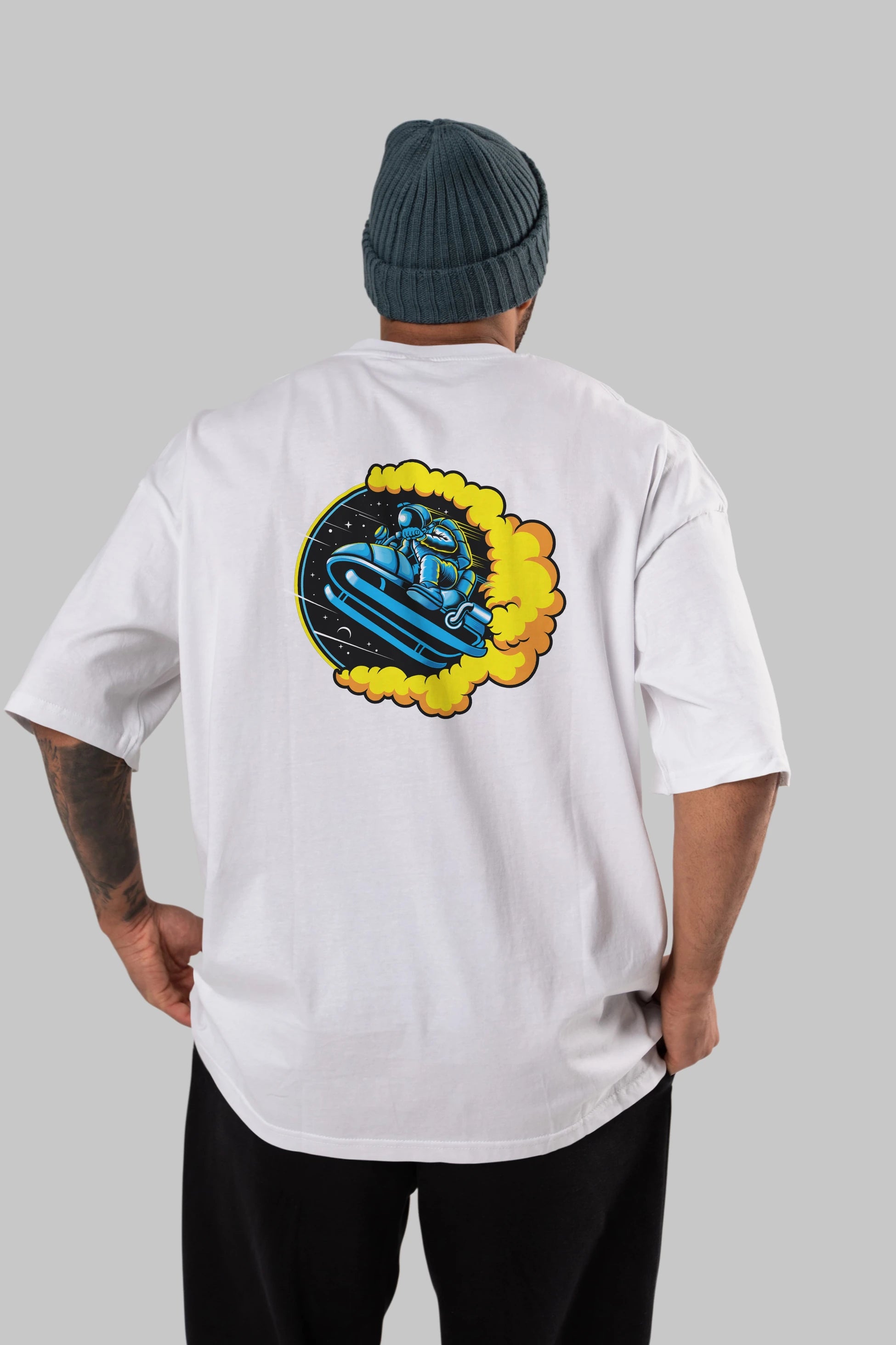 Astrojump with Snowmobile Arka Baskılı Oversize t-shirt Erkek Kadın Unisex