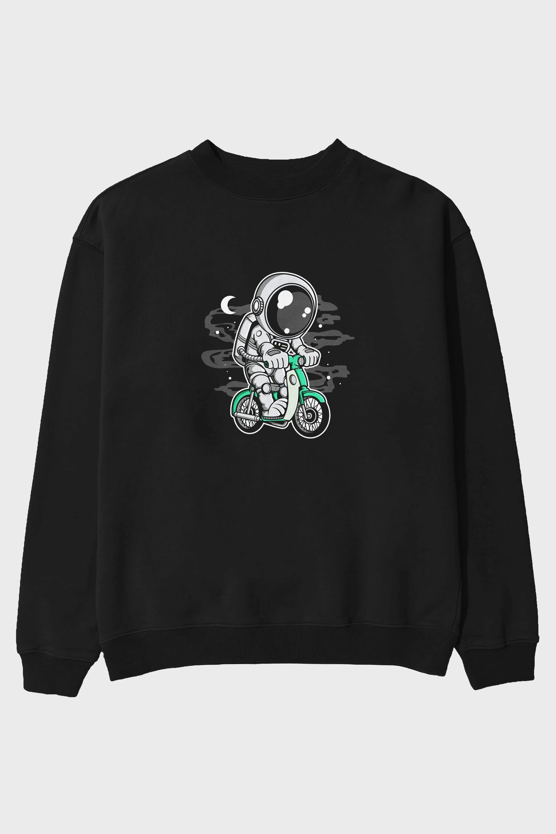 Astronaut Classic Motorbike Ön Baskılı Oversize Sweatshirt Erkek Kadın Unisex