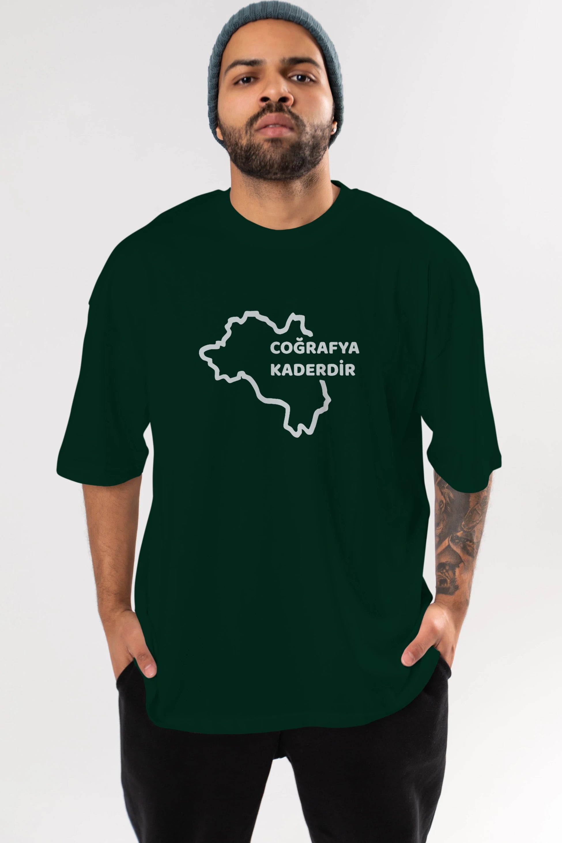 Coğrafya Kaderdir Ön Baskılı Oversize t-shirt %100 pamuk Erkek Kadın Unisex