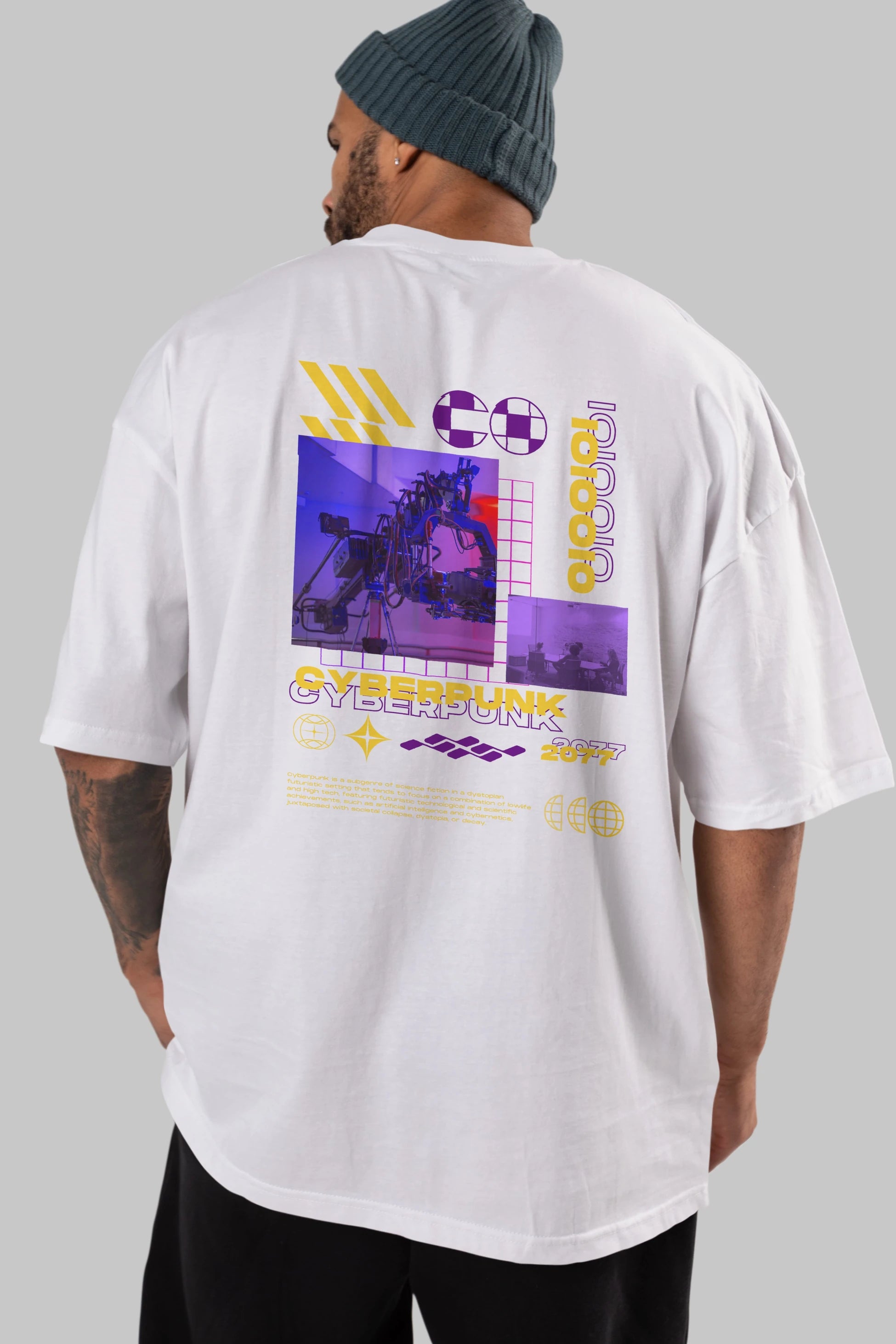 Cyberpunk Yazılı Arka Baskılı Oversize t-shirt Erkek Kadın Unisex