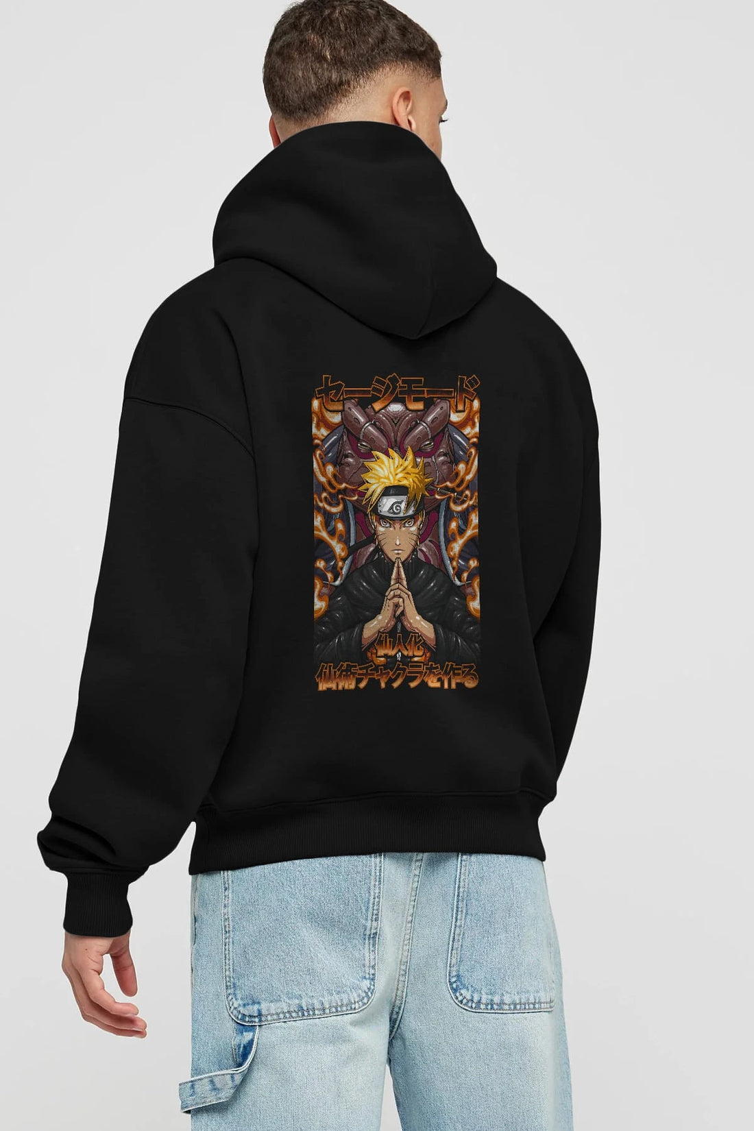 NARUTO (10) Anime Arka Baskılı Hoodie Oversize Kapüşonlu Sweatshirt Erkek Kadın Unisex