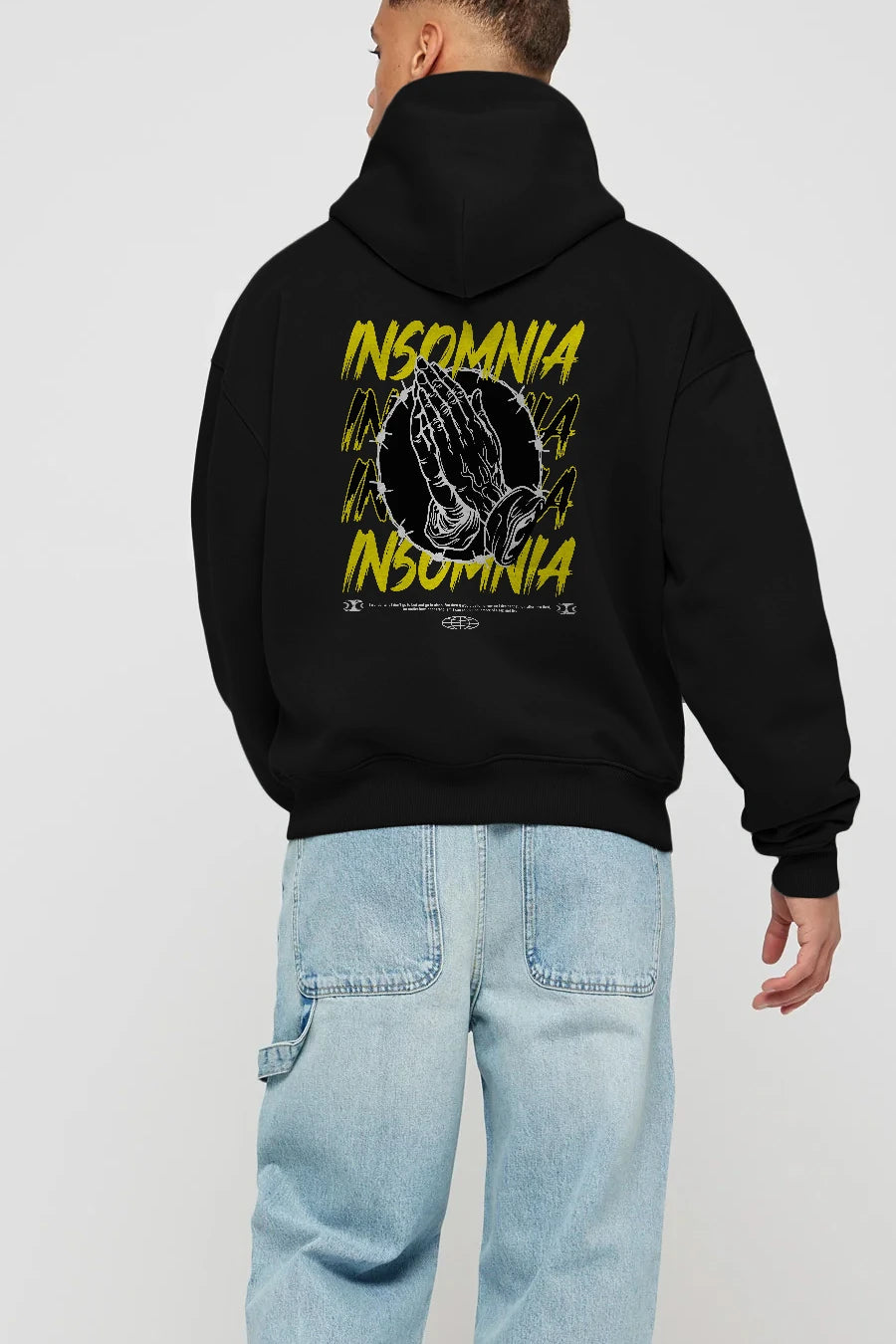 Insomnia Streetwear Arka Baskılı Hoodie Oversize Kapüşonlu Sweatshirt Erkek Kadın Unisex