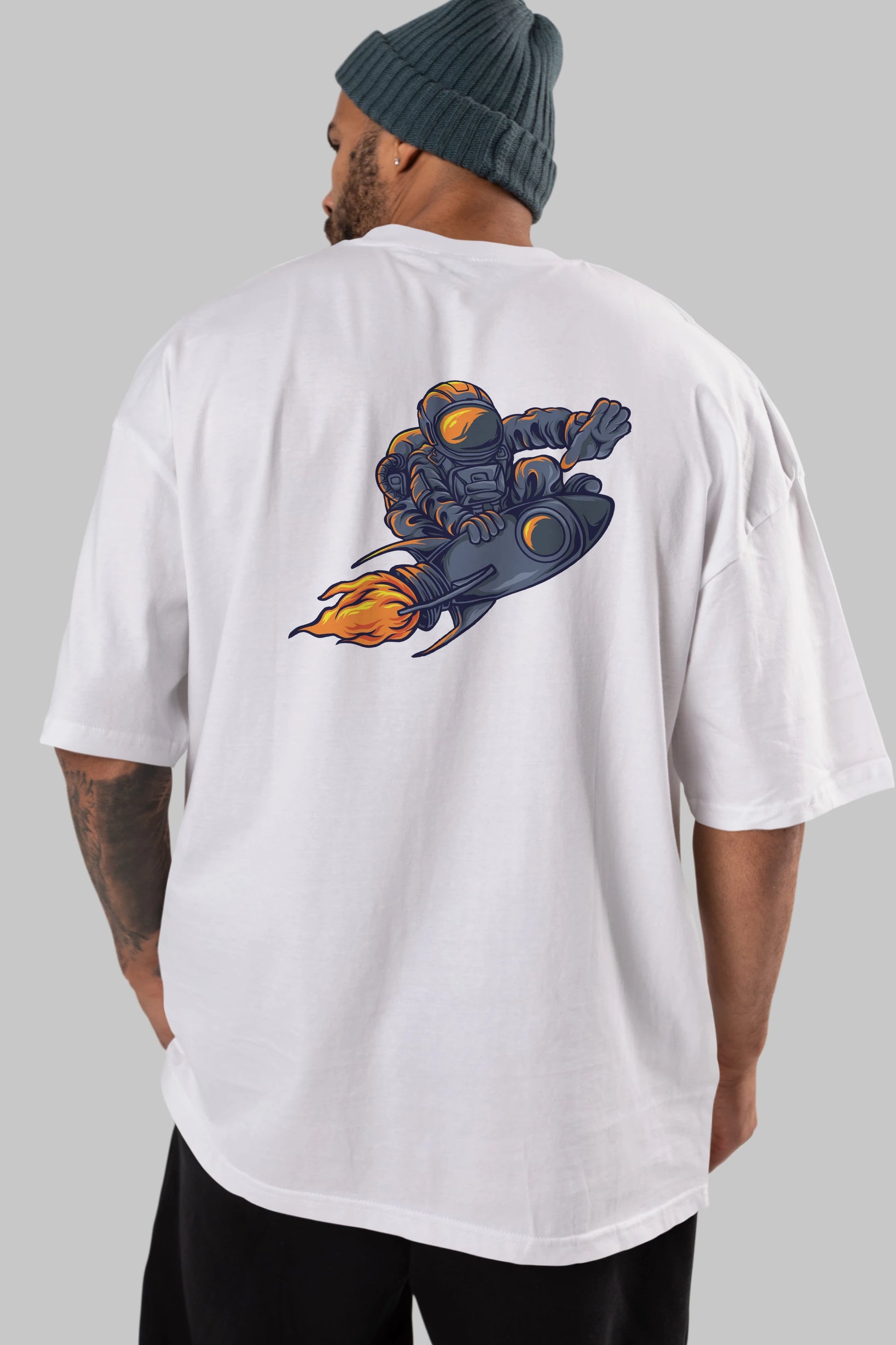 Astrocket Illustration Tshirt Arka Baskılı Oversize t-shirt Erkek Kadın Unisex
