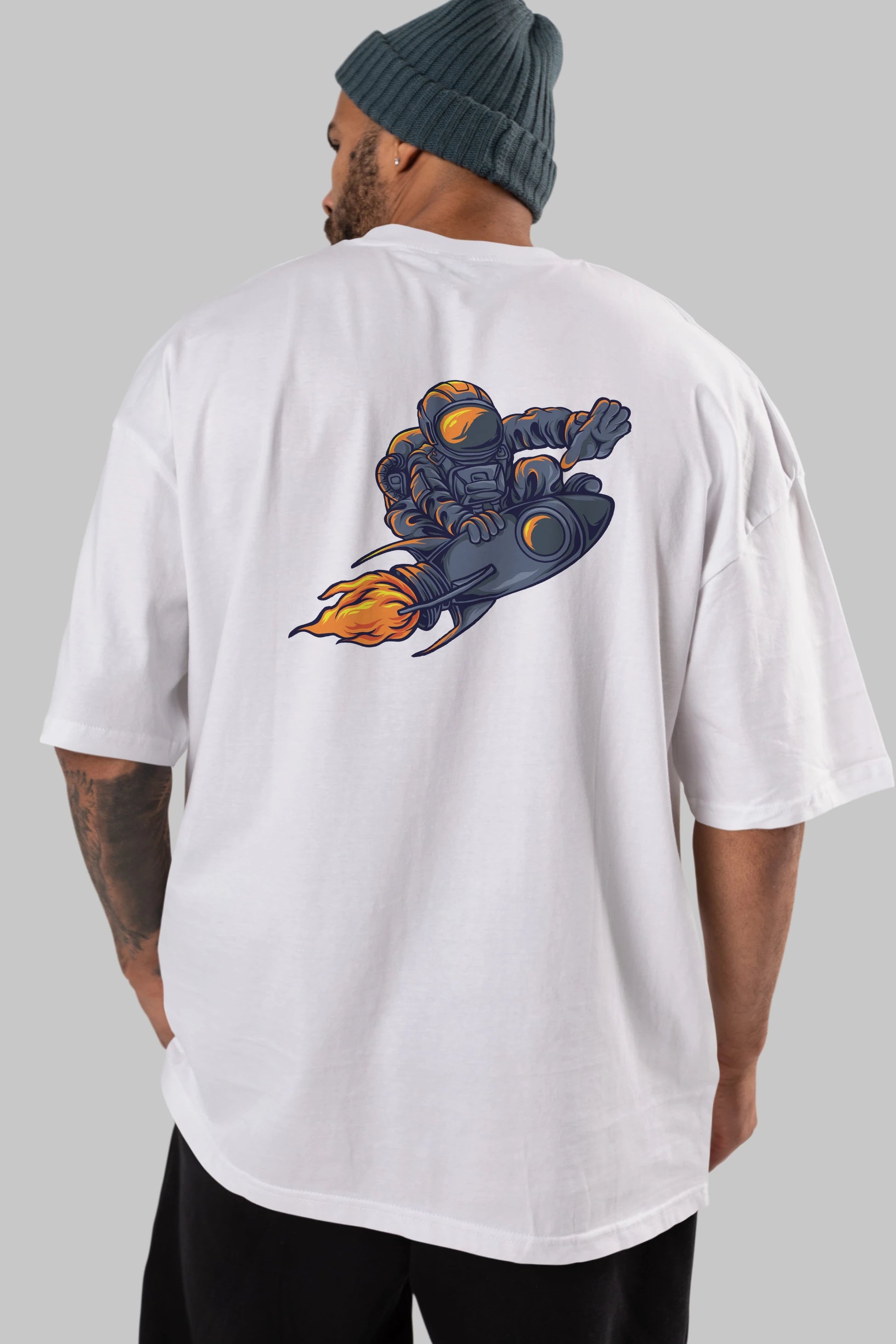 Astrocket Illustration Tshirt Arka Baskılı Oversize t-shirt Erkek Kadın Unisex