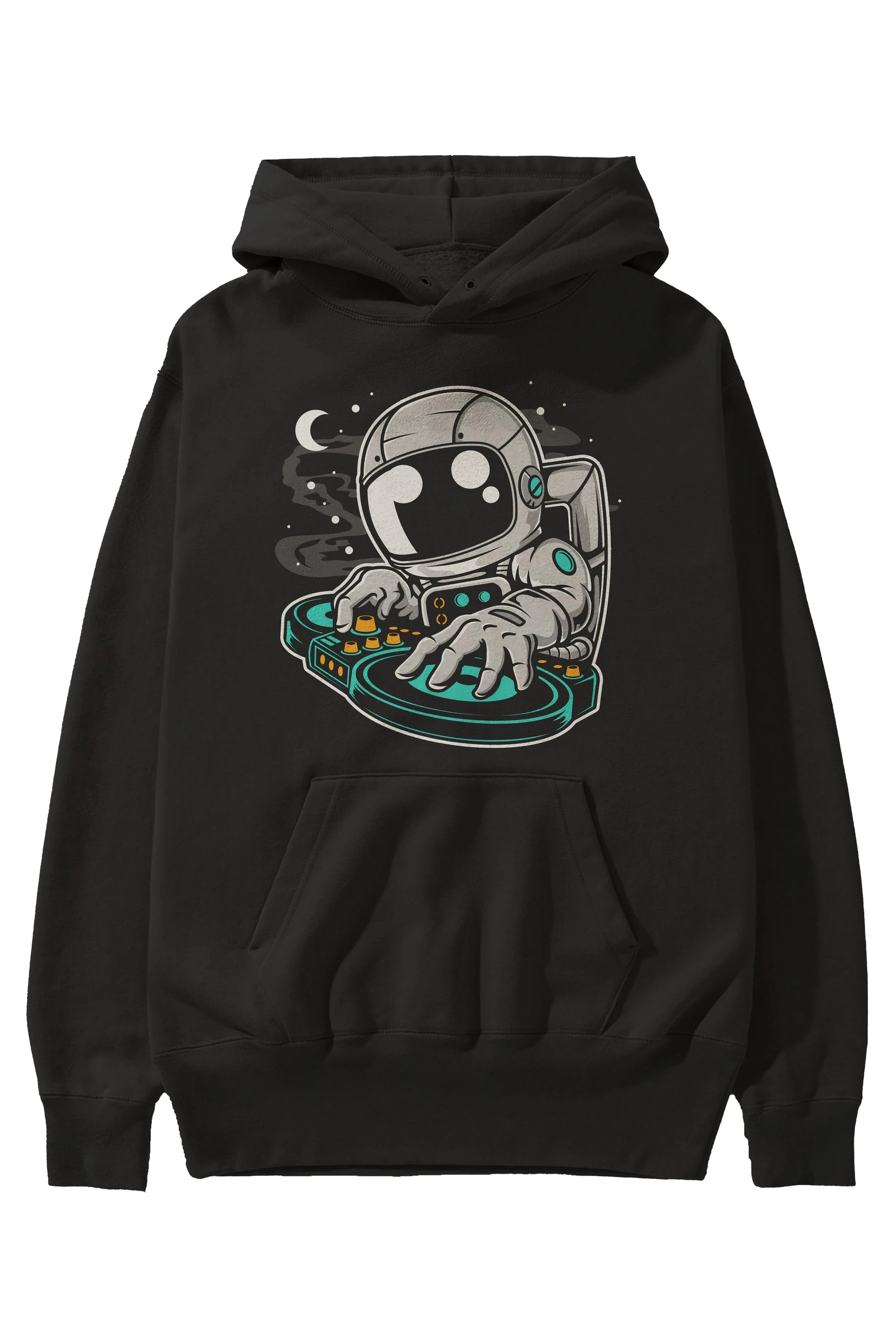 Astronaut DJ Ön Baskılı Hoodie Oversize Kapüşonlu Sweatshirt Erkek Kadın Unisex