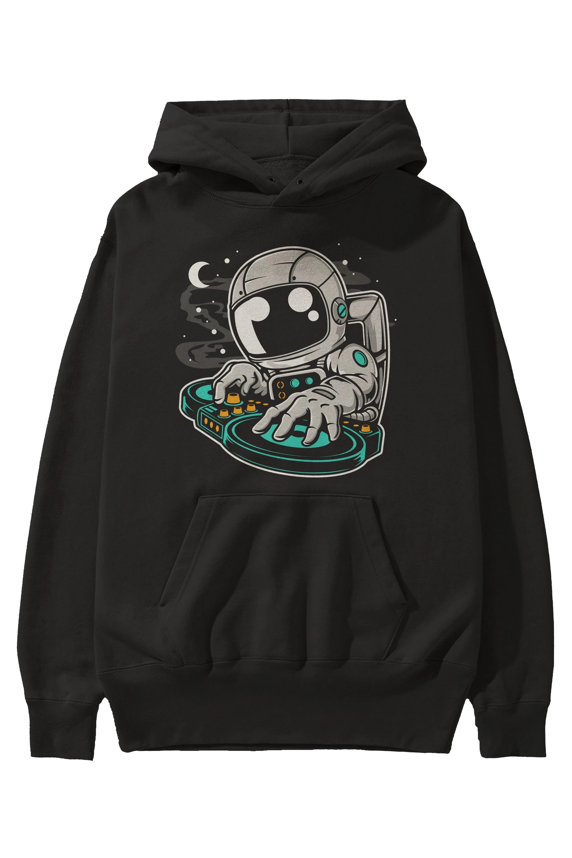 Astronaut DJ Ön Baskılı Hoodie Oversize Kapüşonlu Sweatshirt Erkek Kadın Unisex