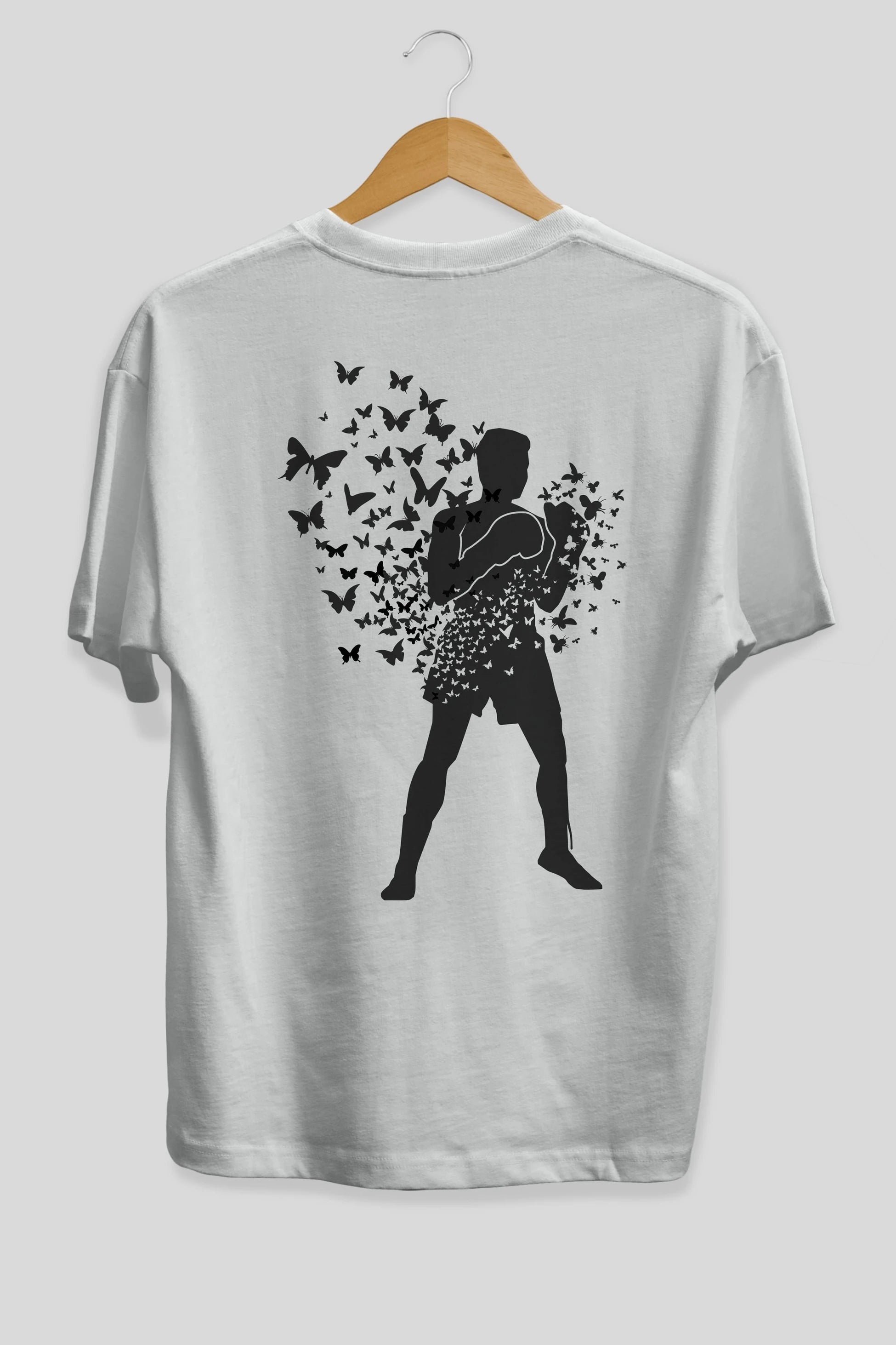 Float Like Butterfly Sting Like Bee Arka Baskılı Oversize t-shirt %100 pamuk Erkek Kadın Unisex