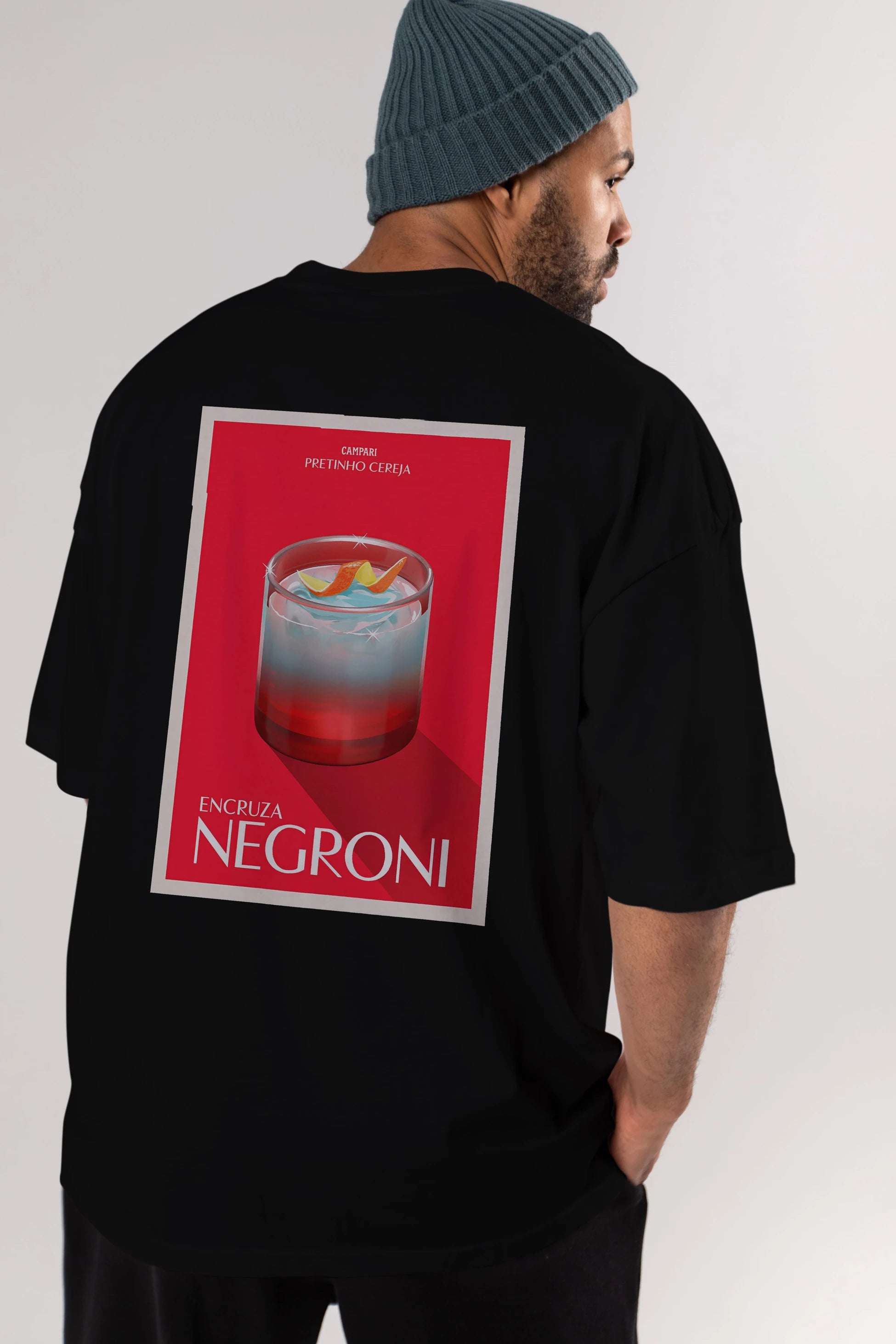 Encruza Negroni Arka Baskılı Oversize t-shirt Erkek Kadın Unisex %100 Pamuk Bisiklet Yaka tişort