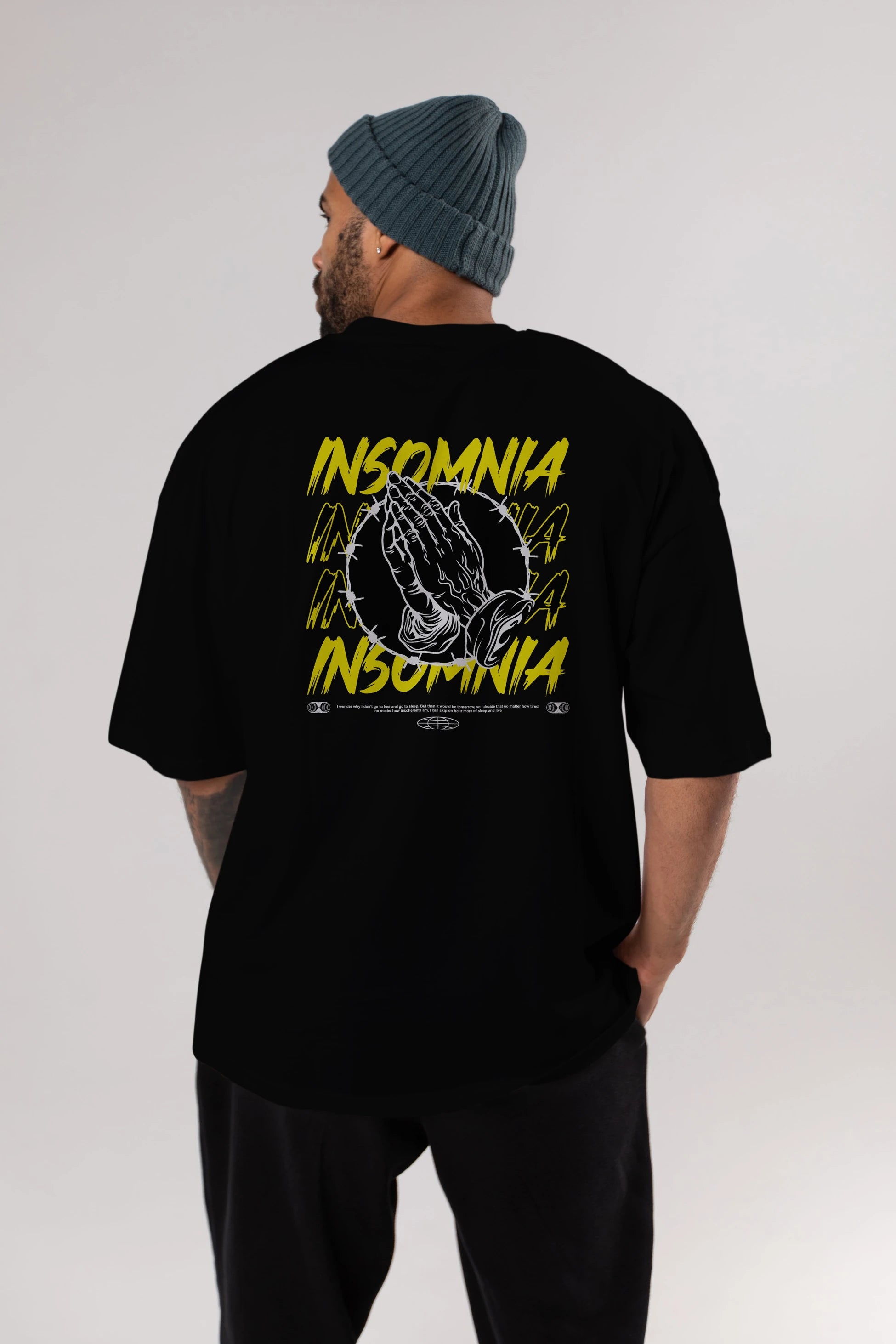 Insomnia Streetwear Arka Baskılı Oversize t-shirt Erkek Kadın Unisex