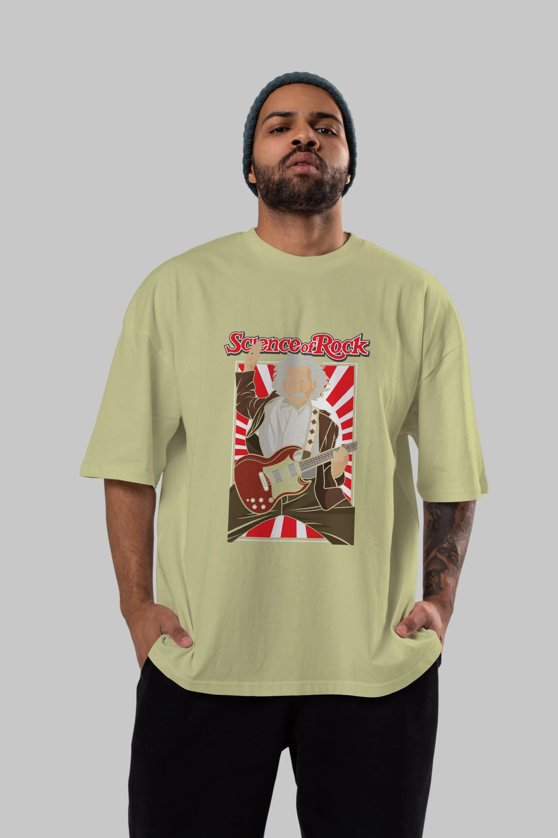 Einstein Science Of Rock Ön Baskılı Oversize t-shirt Erkek Kadın Unisex %100 Pamuk tişort