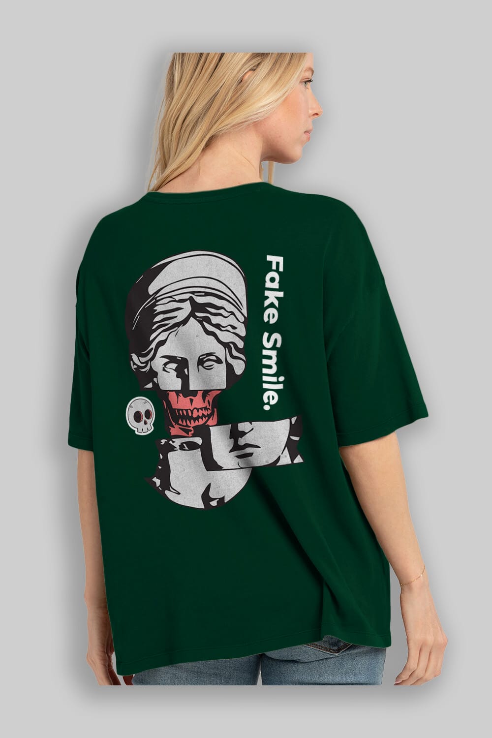 Fake Smile Yazılı Arka Baskılı Oversize t-shirt Erkek Kadın Unisex