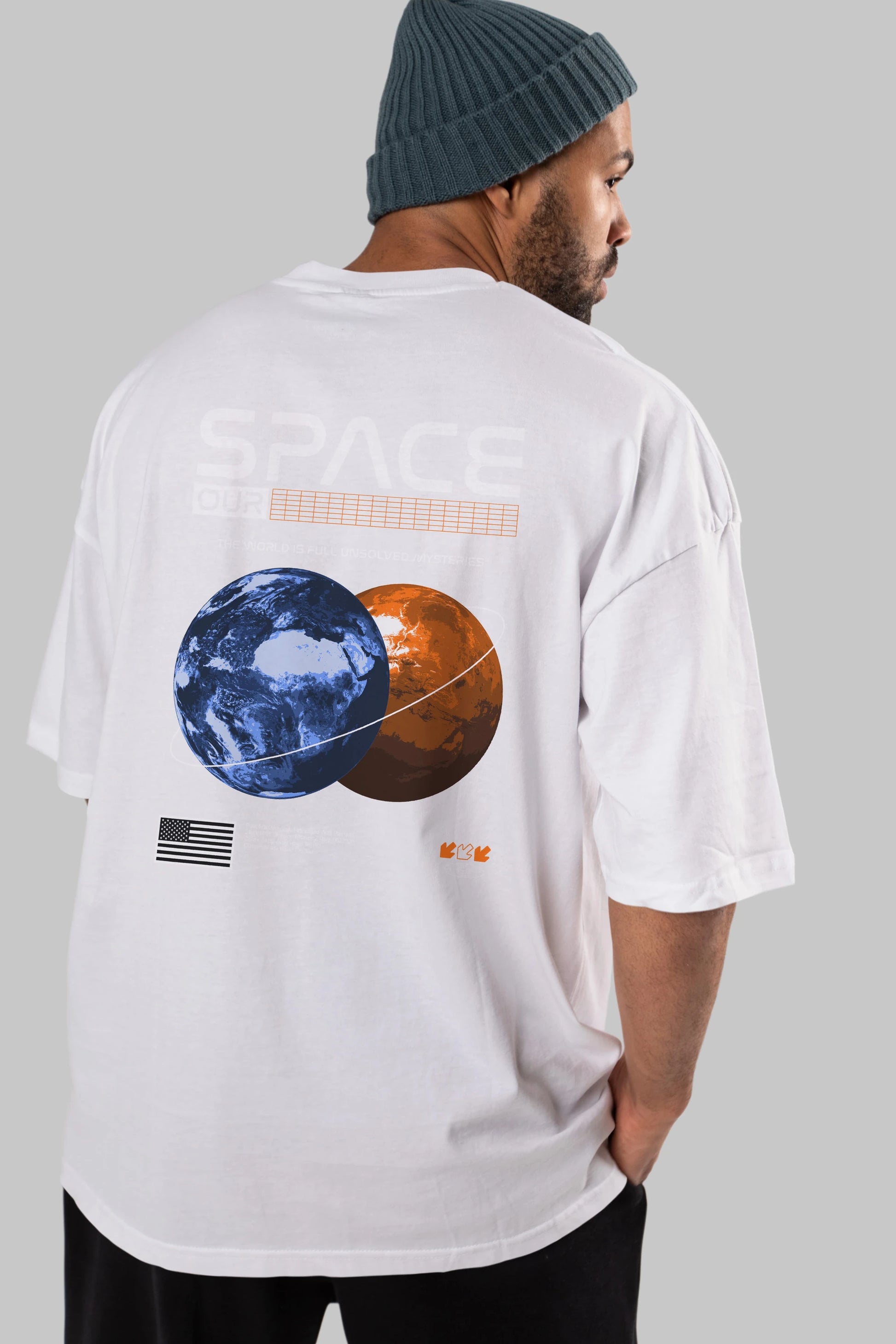Space Our Arka Baskılı Oversize t-shirt Erkek Kadın Unisex