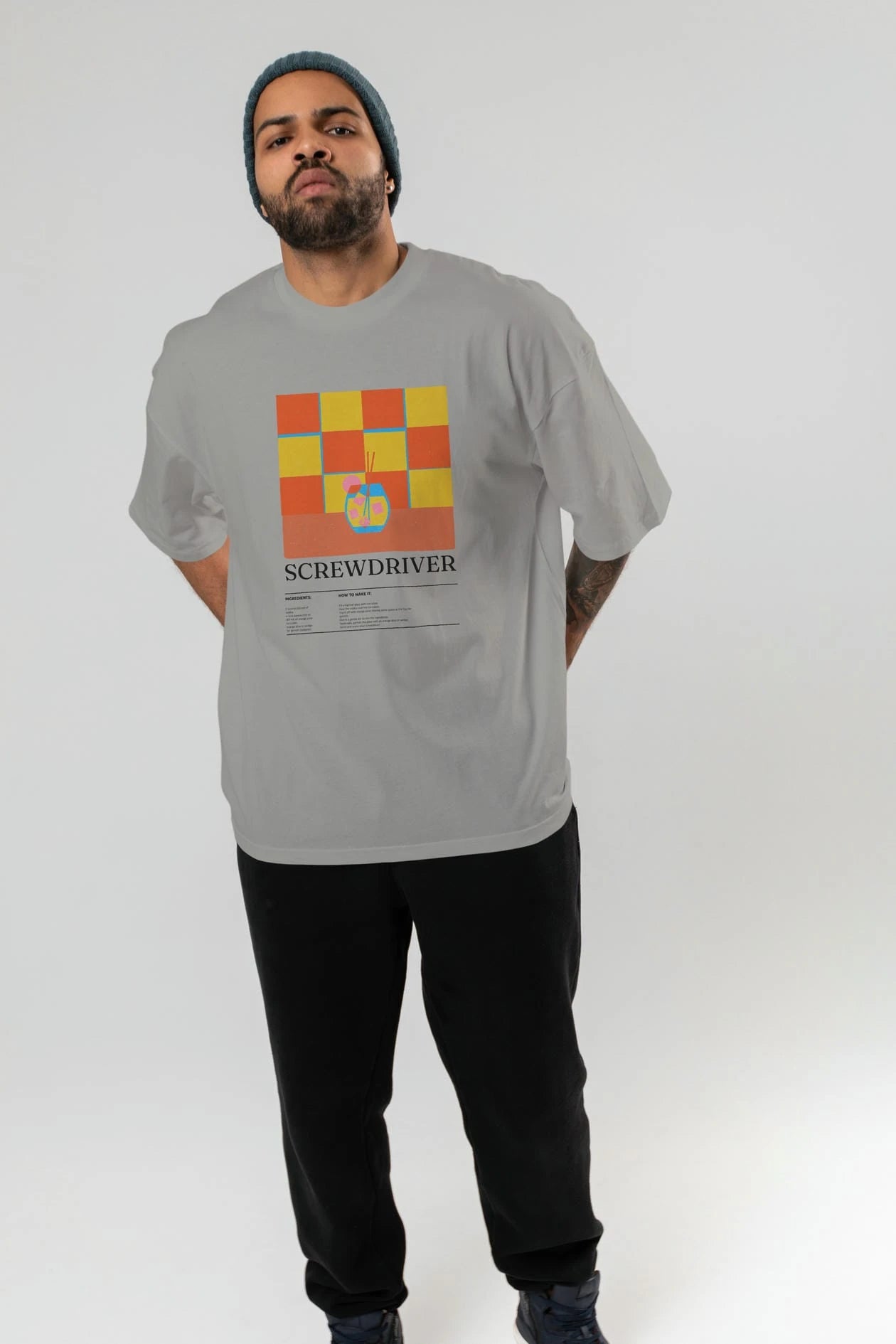 Screwdriver Kokteyl Ön Baskılı Oversize t-shirt Erkek Kadın %100 Pamuk Bisiklet Yaka tişort