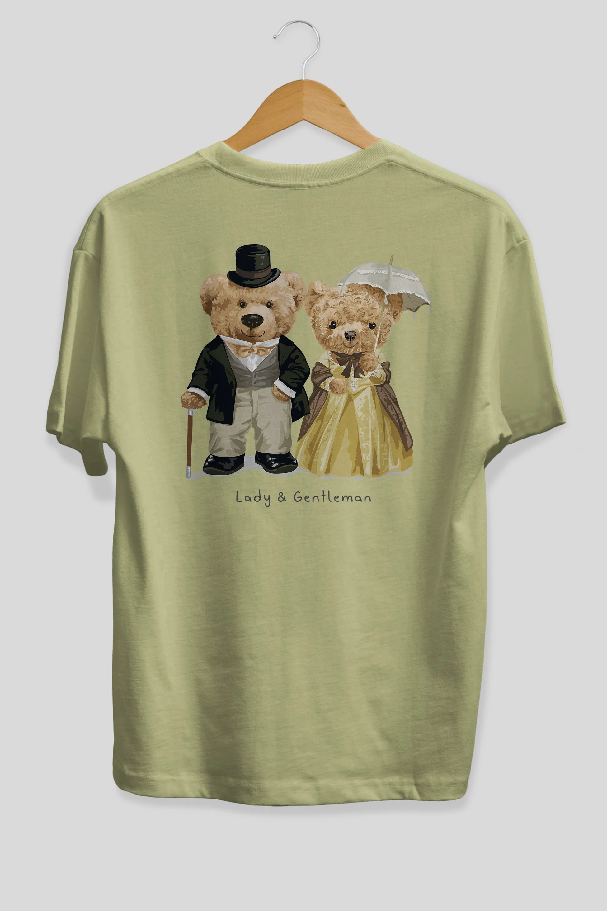 Teddy Bear Couple Arka Baskılı Oversize t-shirt Erkek Kadın Unisex %100 Pamuk