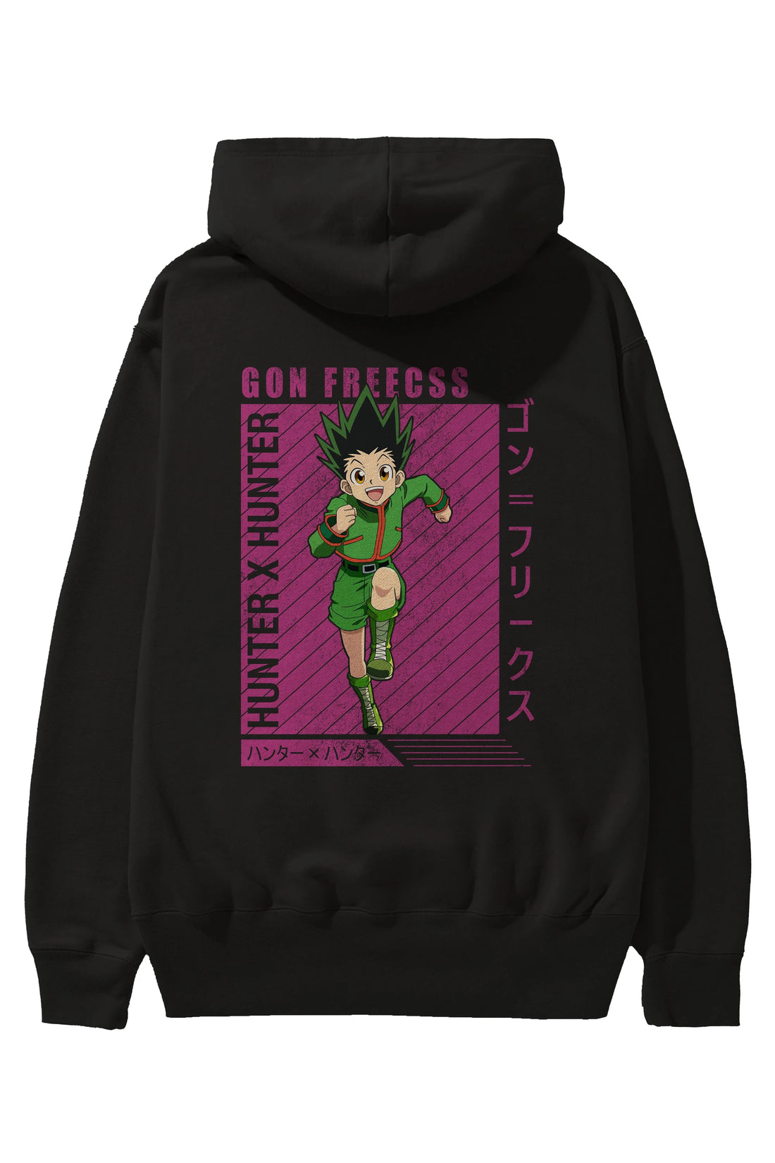Gon Freecss HUNTER X HUNTER 3 Anime Arka Baskılı Hoodie Oversize Kapüşonlu Sweatshirt Erkek Kadın Unisex
