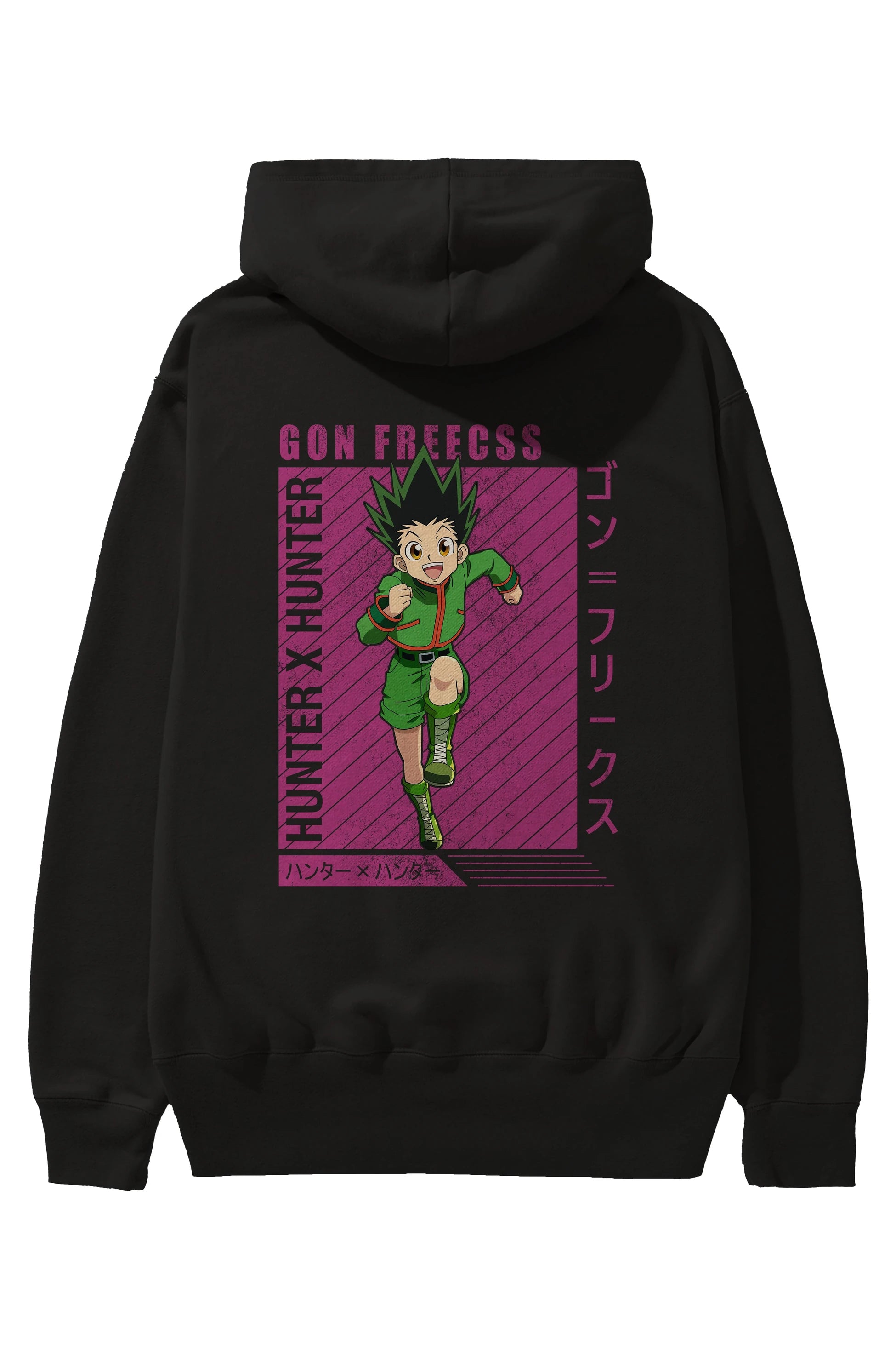 Gon Freecss HUNTER X HUNTER 3 Anime Arka Baskılı Hoodie Oversize Kapüşonlu Sweatshirt Erkek Kadın Unisex