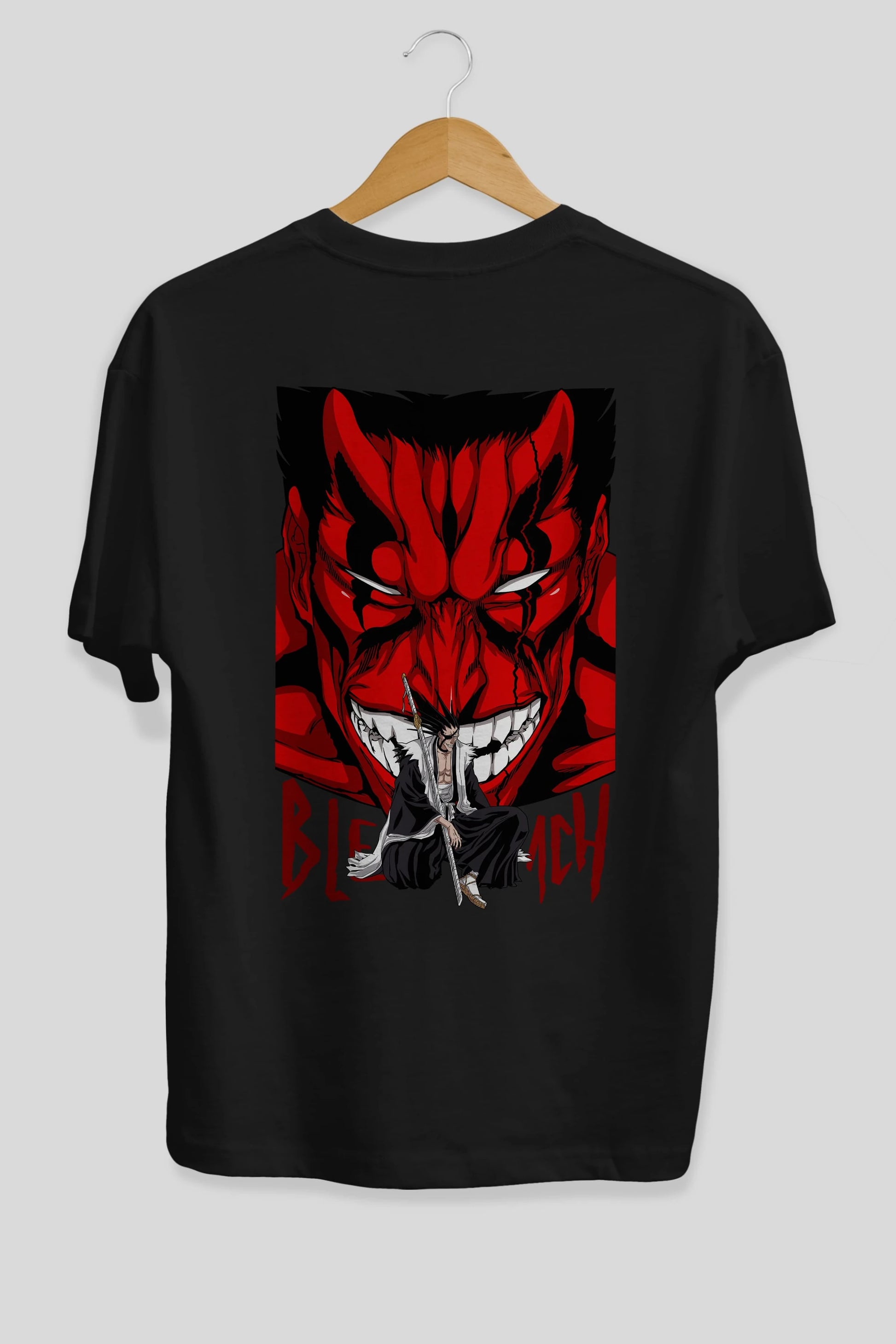 KENPACHI ZARAKI BLEACH Anime Arka Baskılı Oversize t-shirt Erkek Kadın Unisex